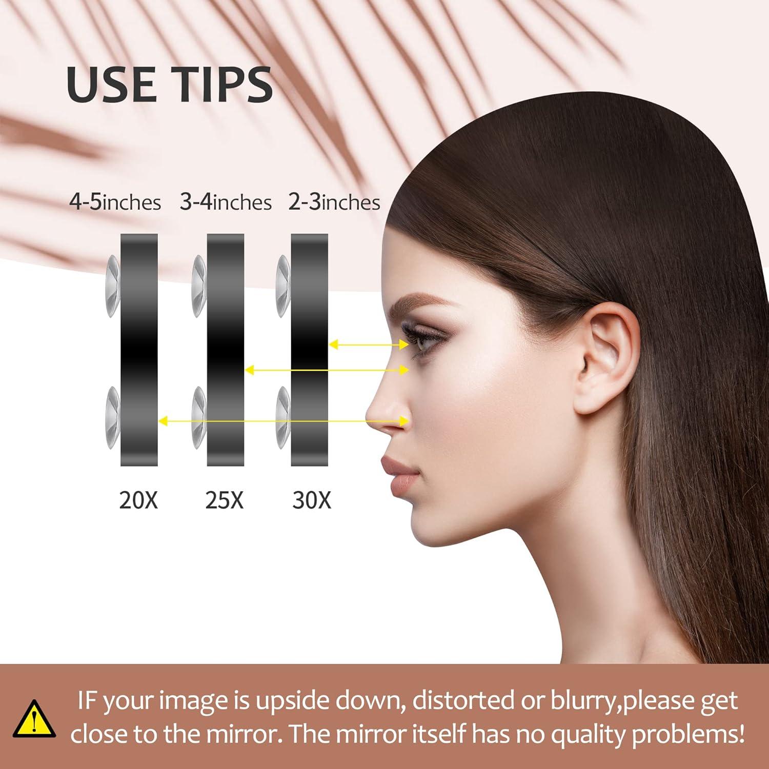 Espejo de Aumento 20X MIYADIVA con Ventosa y Pinzas 8.9cm