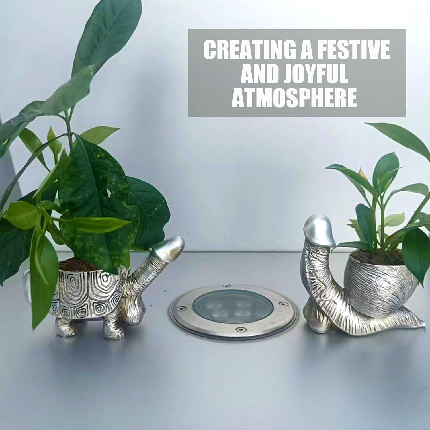 Snail Planter, Unique Flower Pot for Succulent Plants, Retro Indoor & Outdoor Plants Garden Decoration Mini Resin Turtle Statue Fun Planter (Bend)