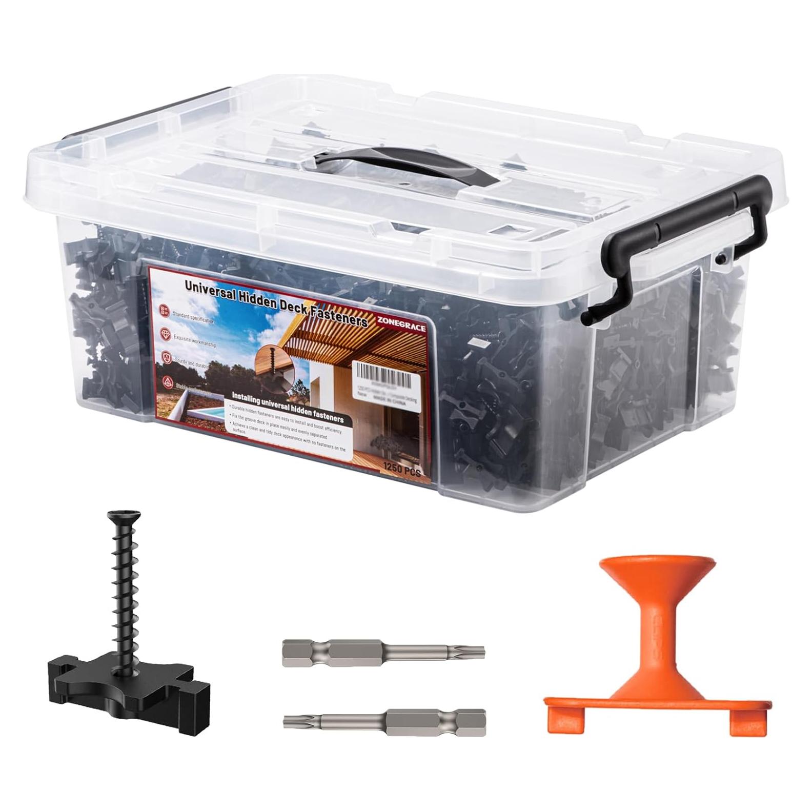1250 Sujetadores Ocultos Plástico Zonegrace para Decking 58.06 m²