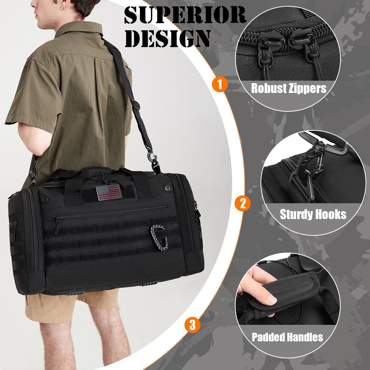 Bolsa de viaje táctica 45L BISKLNDN negra para gimnasio