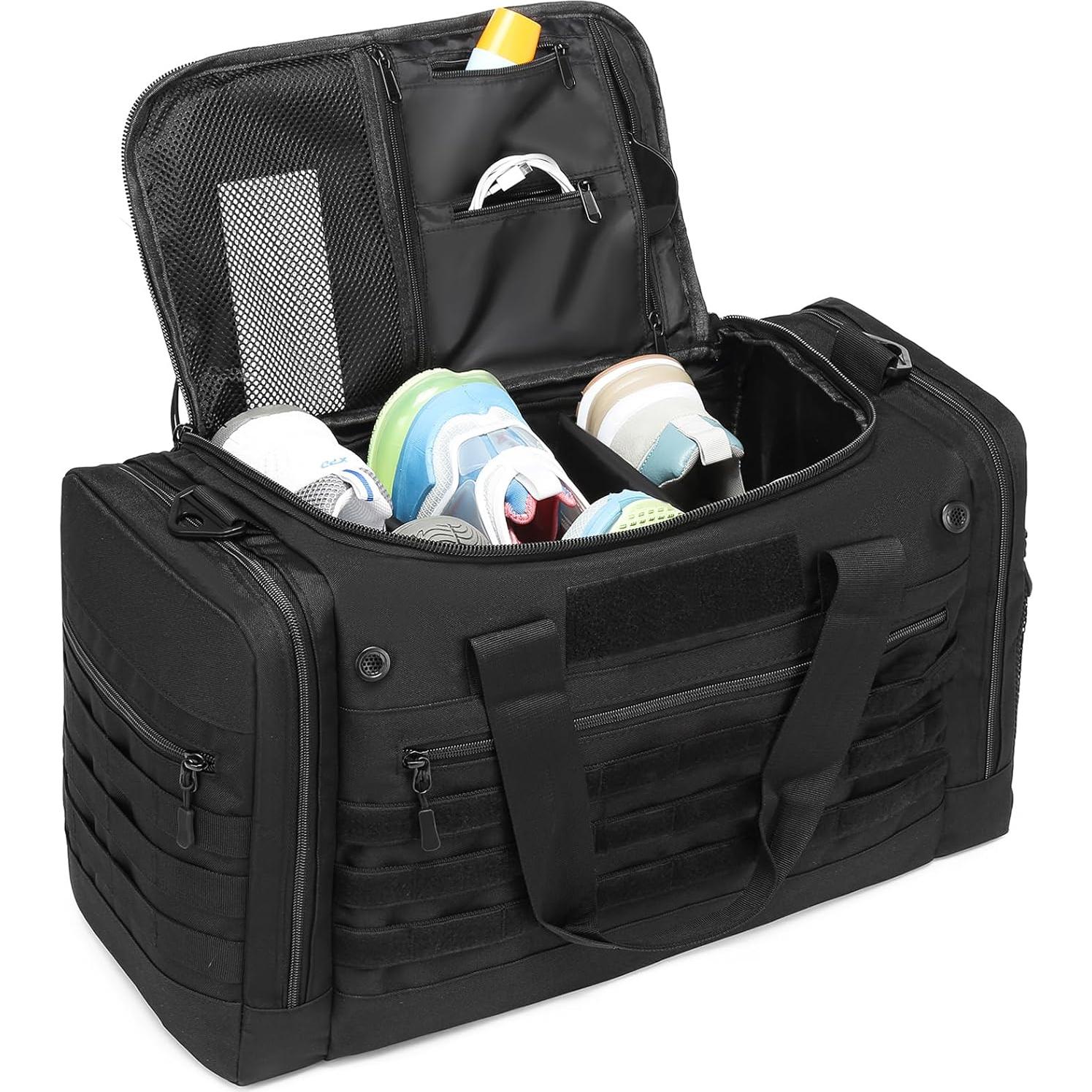 Bolsa de viaje táctica 45L BISKLNDN negra para gimnasio