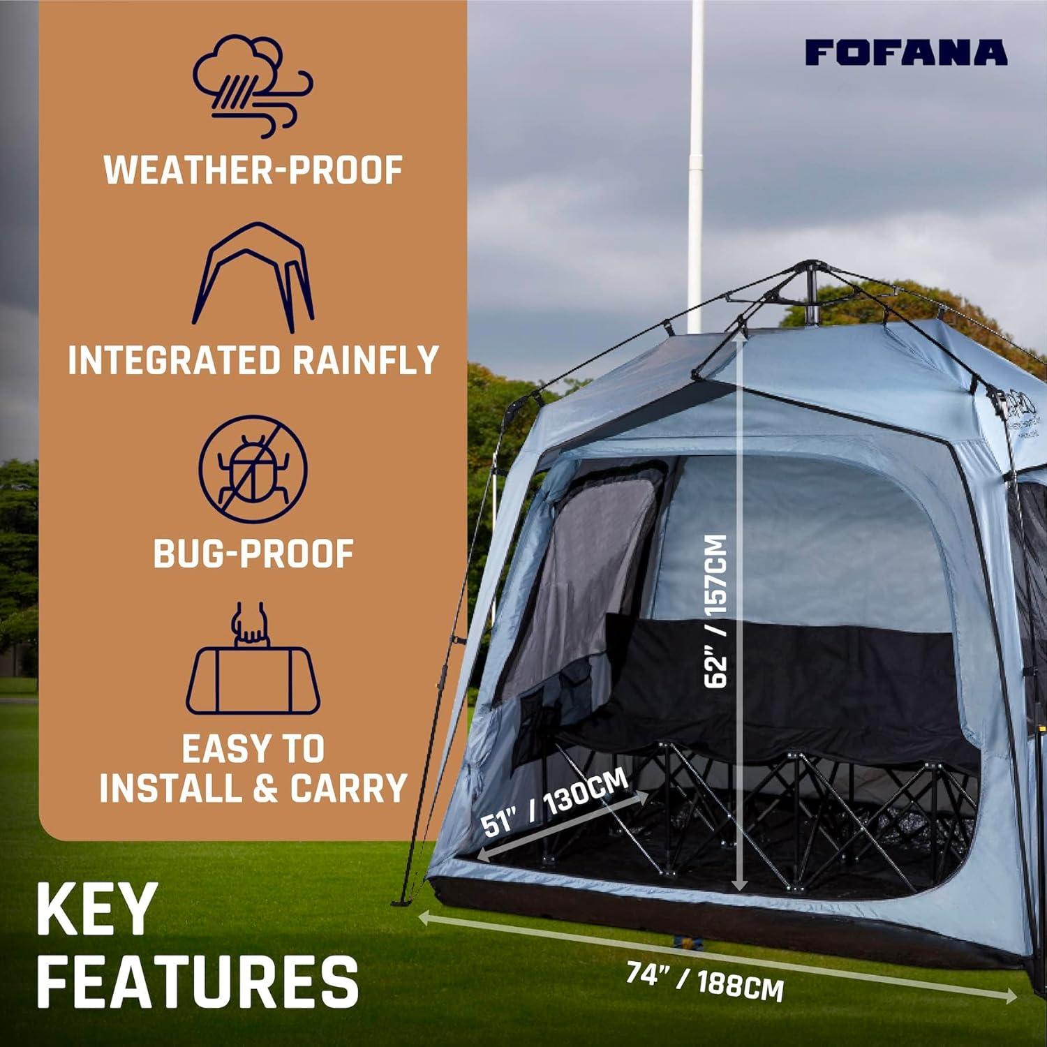 Carpa Deportiva Fofana Pop-Up 4 Personas Gris 270x130x157cm