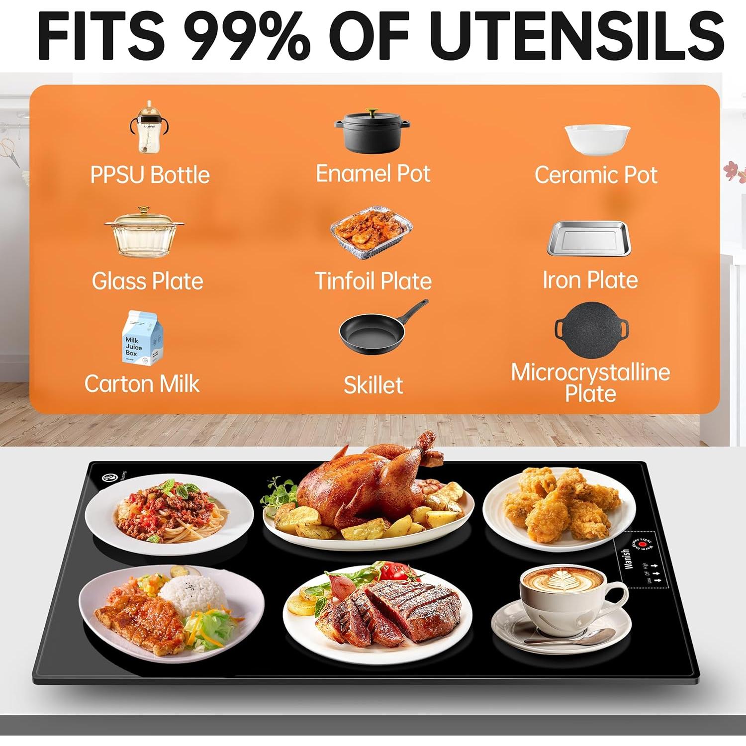 Bandeja Calentadora Eléctrica Wanish 55.88x35.56cm 180W