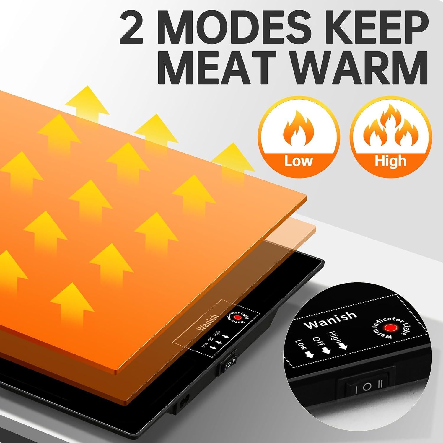 Bandeja Calentadora Eléctrica Wanish 55.88x35.56cm 180W