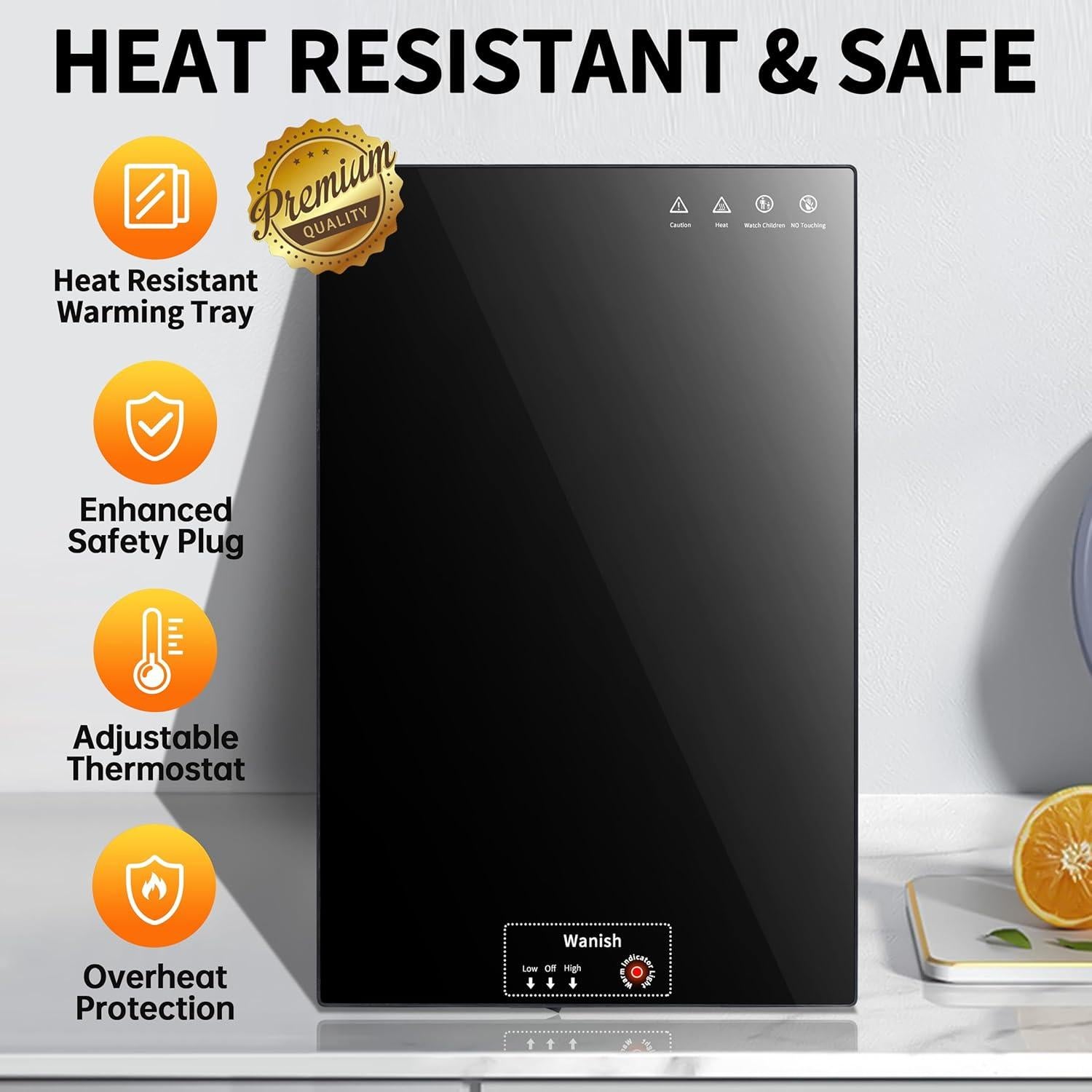 Bandeja Calentadora Eléctrica Wanish 55.88x35.56cm 180W