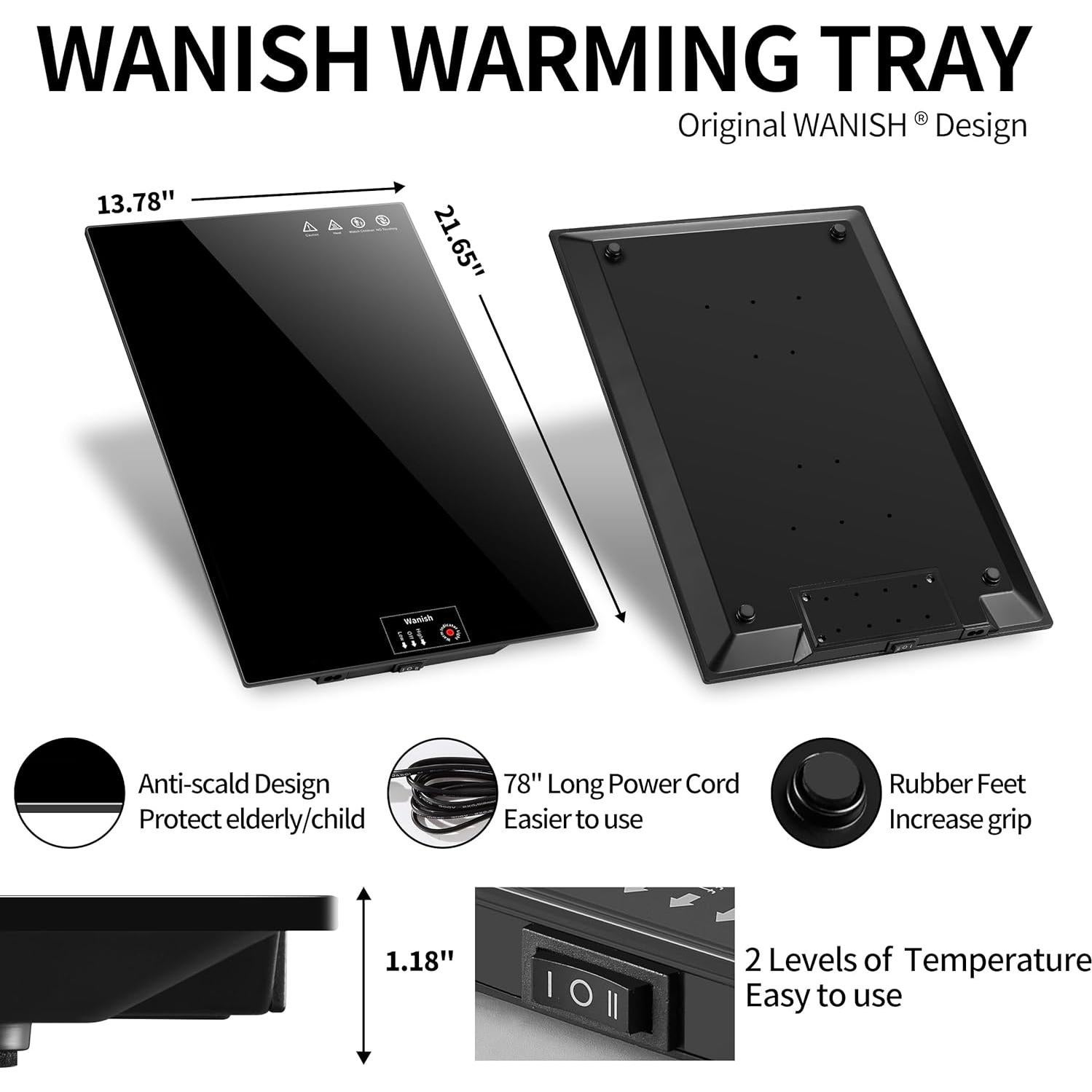 Bandeja Calentadora Eléctrica Wanish 55.88x35.56cm 180W