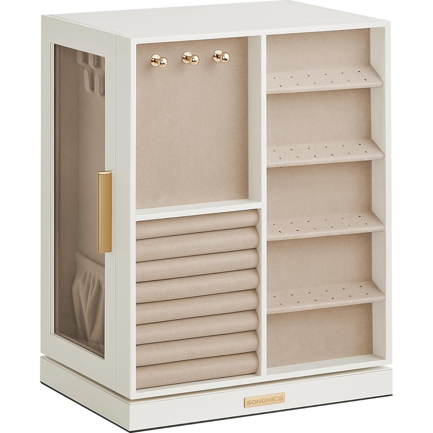 Caja de Joyería Rotativa 360° SONGMICS, 5 Cajones, Blanco Nube