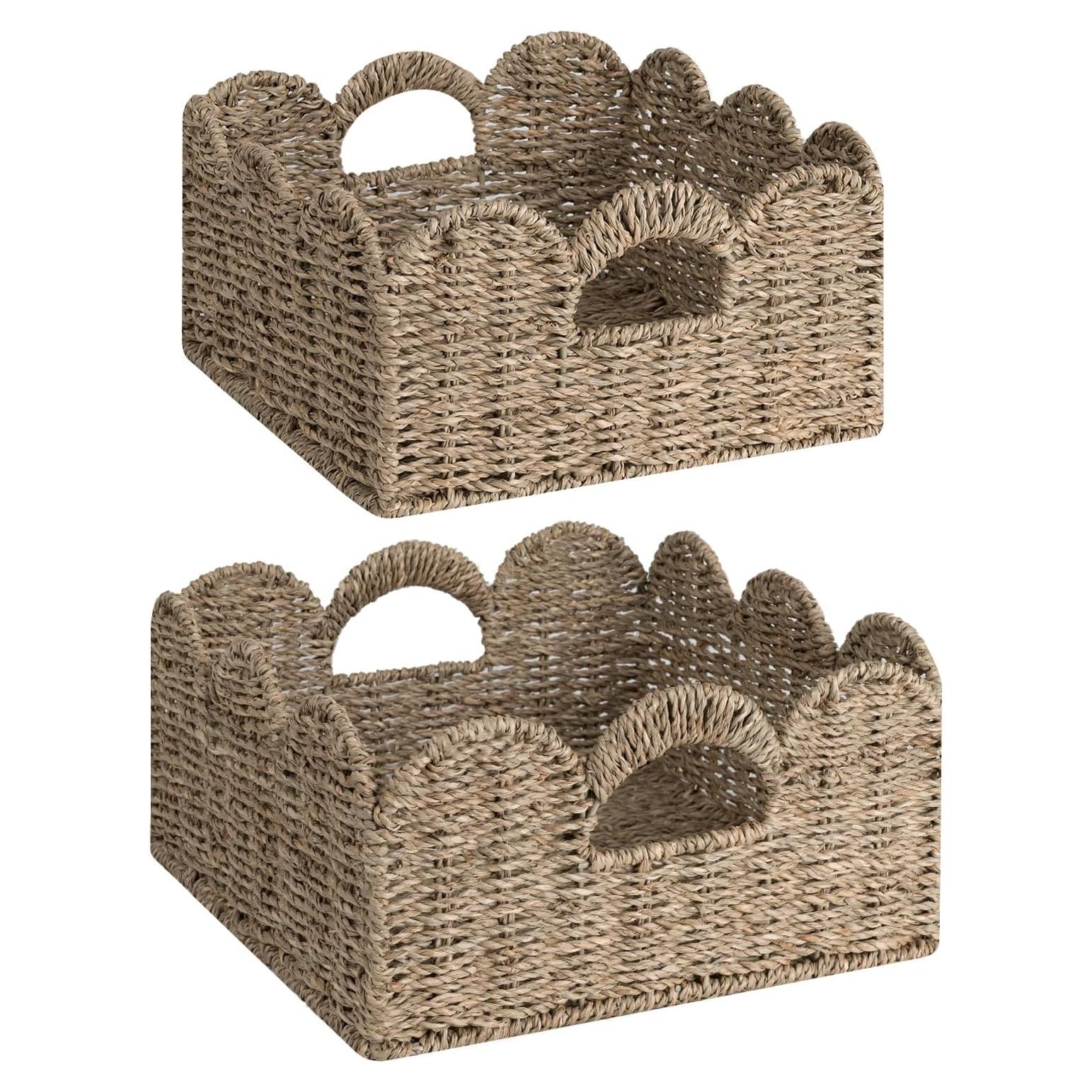 Cesta de Mimbre StorageWorks con Borde Ondulado - 2 Piezas