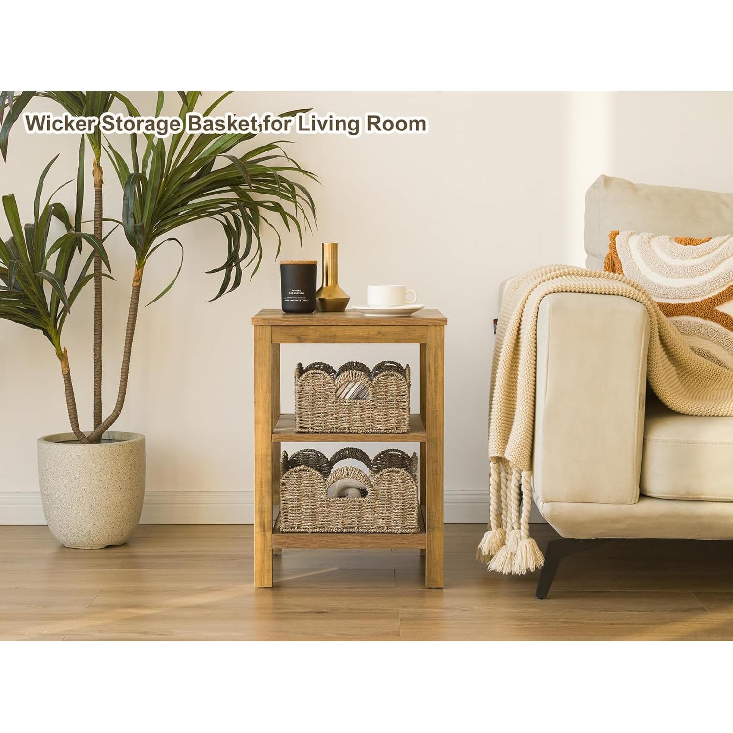 Cesta de Mimbre StorageWorks con Borde Ondulado - 2 Piezas