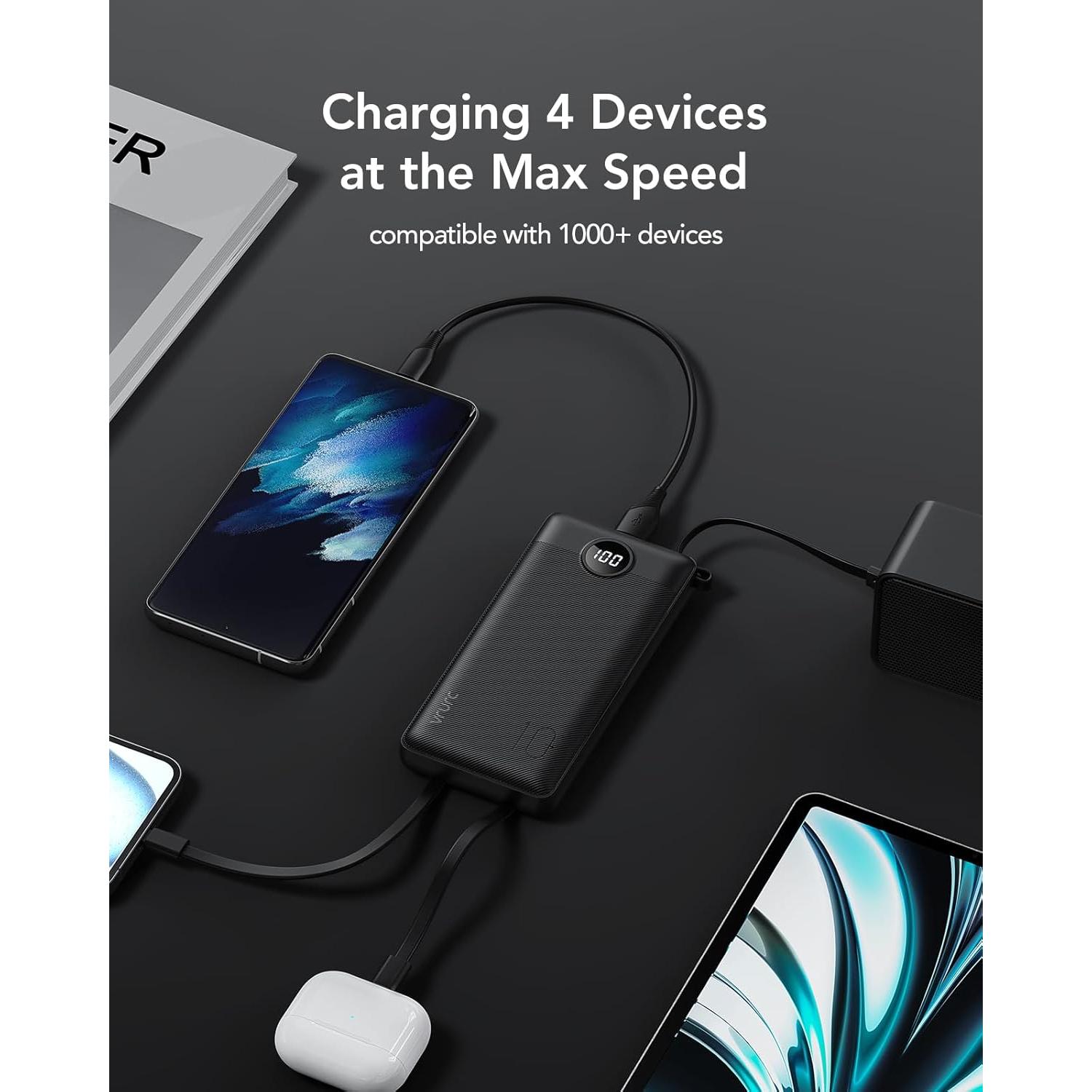 Cargador Portátil VRURC 10000mAh 22.5W Carga Rápida USB-C Negro