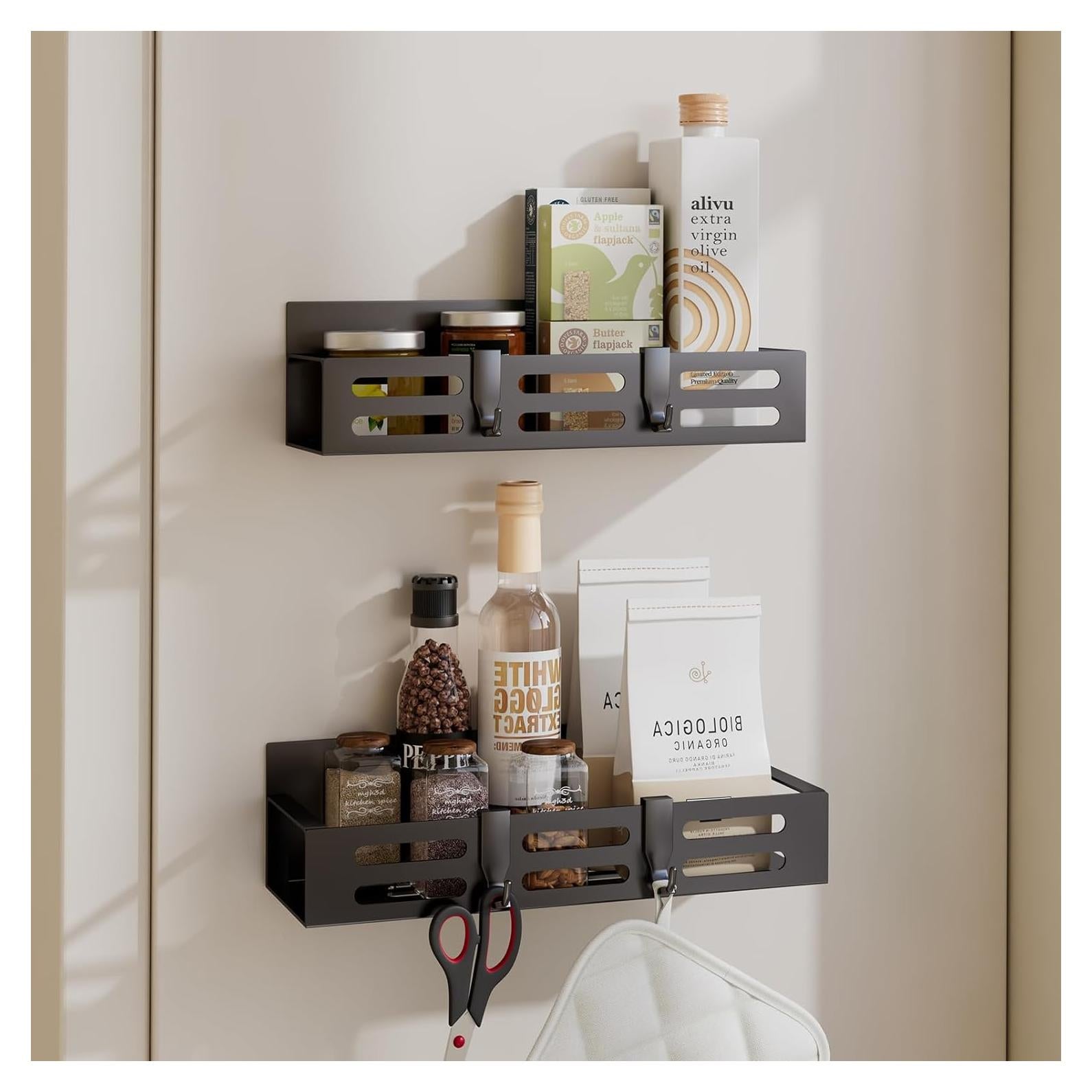 Juego de 6 estantes magnéticos SETBAOO para especias - Negro