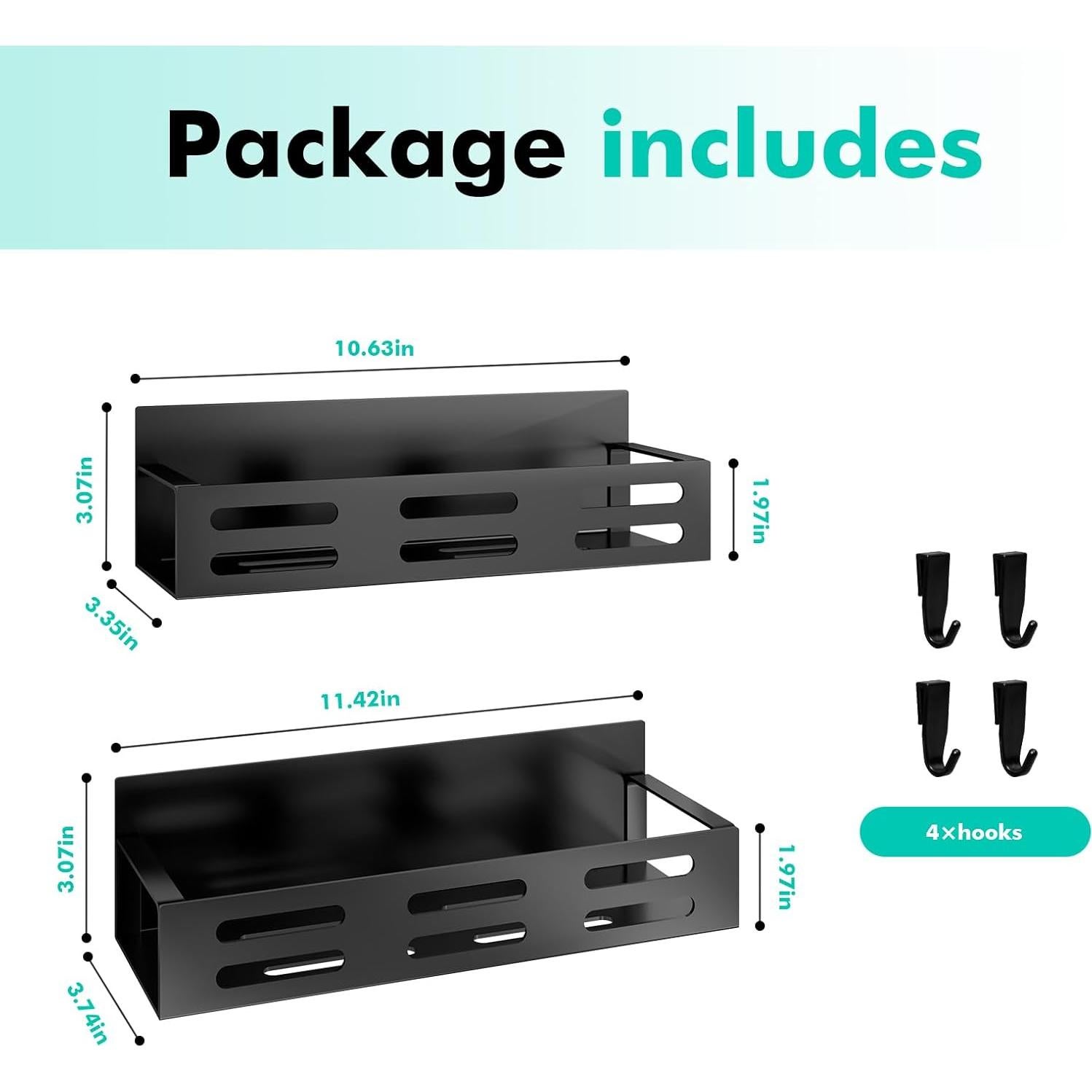 Juego de 6 estantes magnéticos SETBAOO para especias - Negro