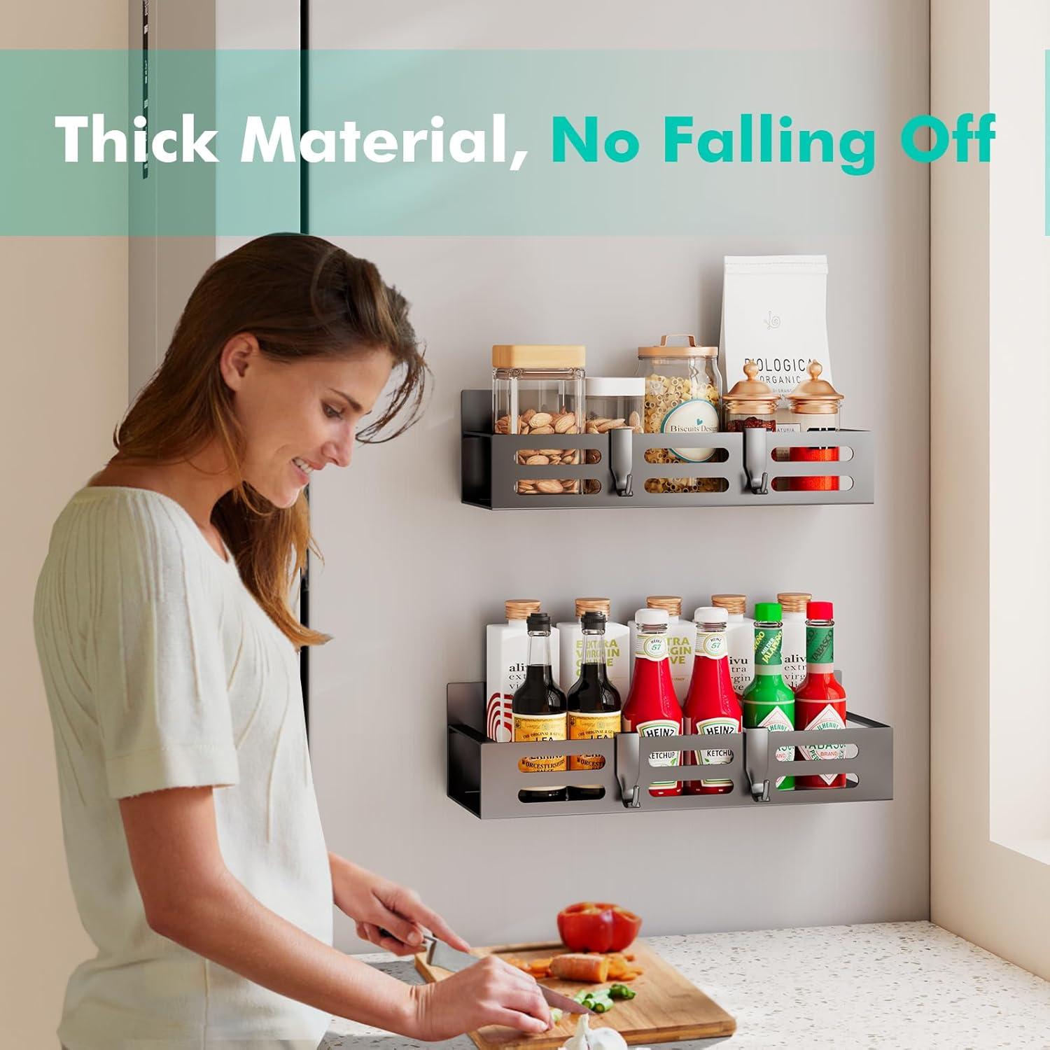 Juego de 6 estantes magnéticos SETBAOO para especias - Negro