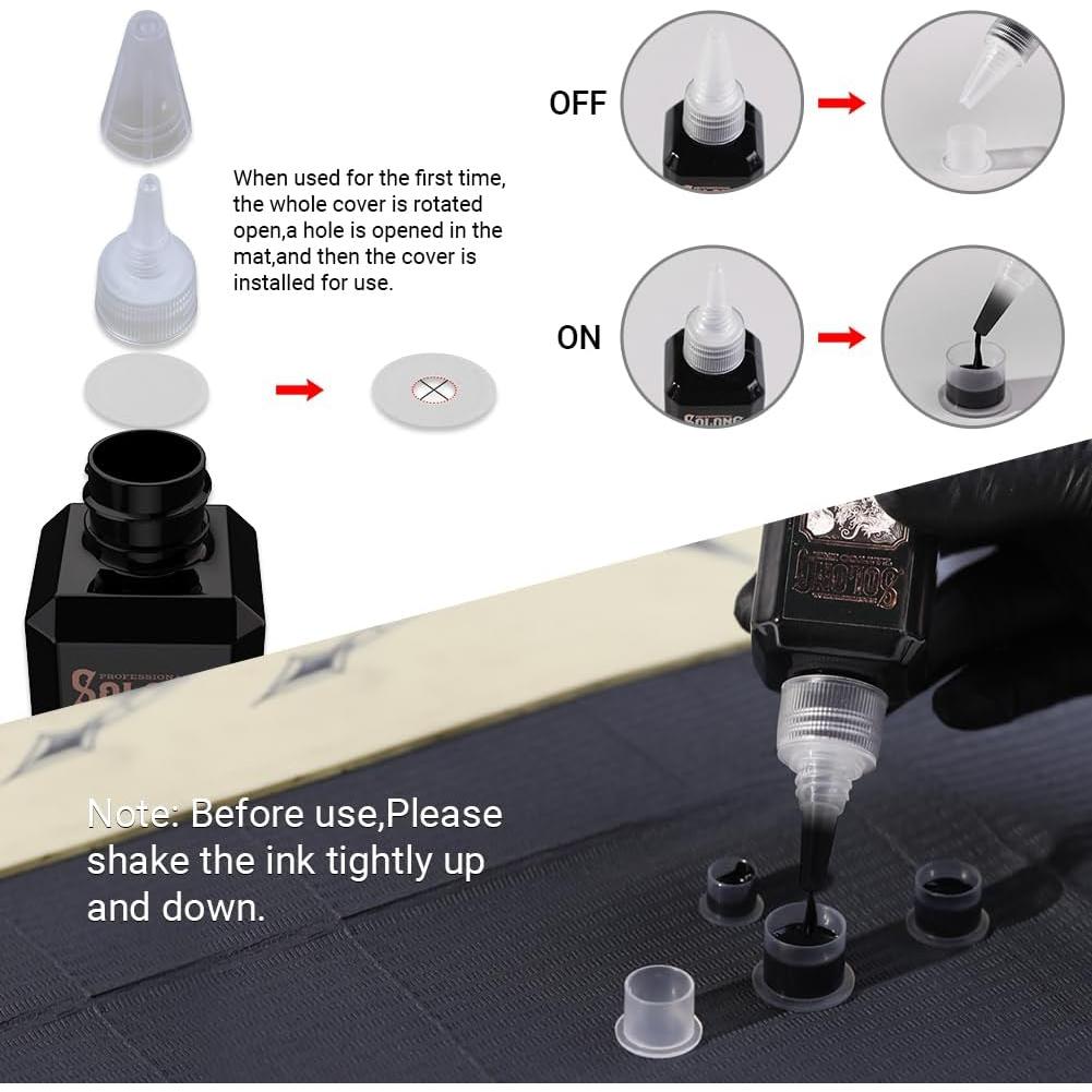 Tinta para Tatuajes Negra Profesional Solong 100ml Concentrada