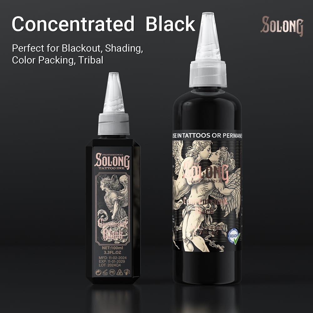 Tinta para Tatuajes Negra Profesional Solong 100ml Concentrada