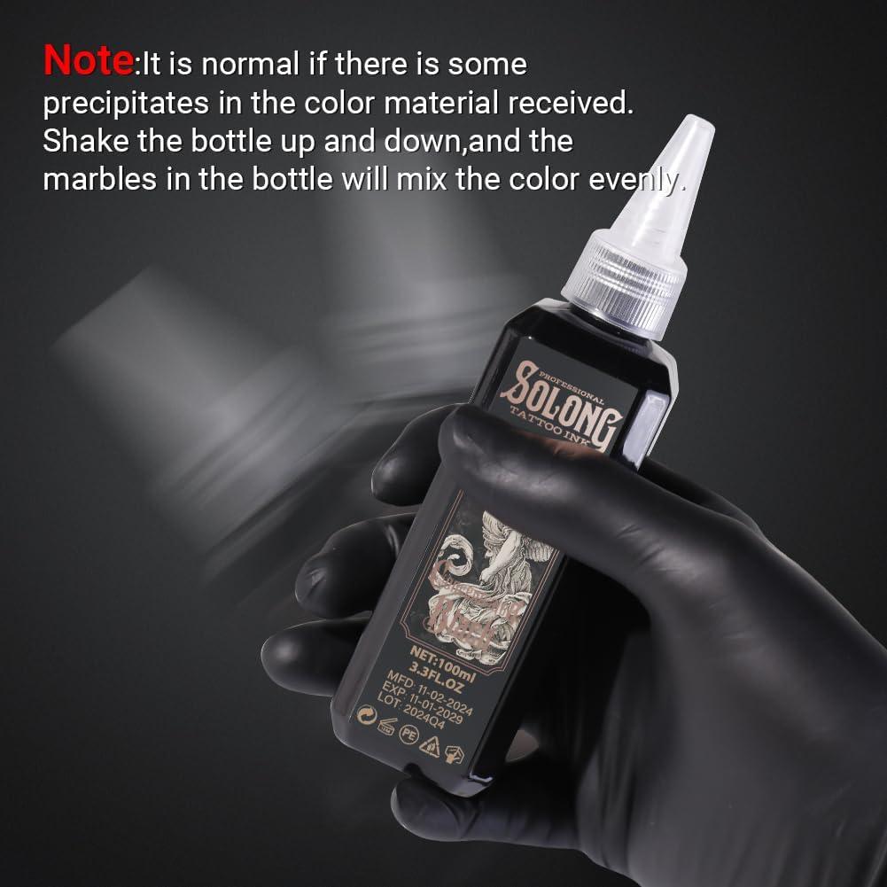 Tinta para Tatuajes Negra Profesional Solong 100ml Concentrada