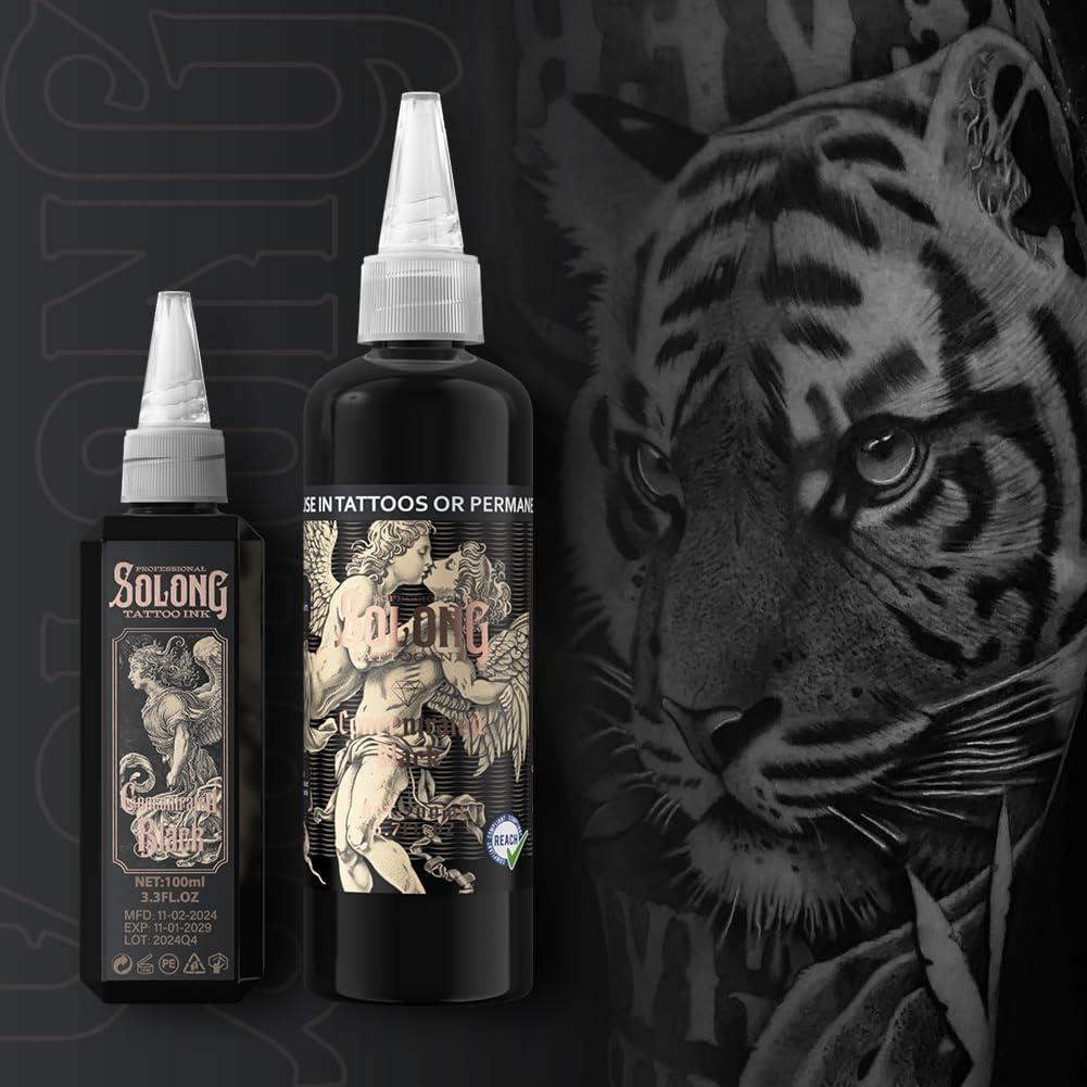 Tinta para Tatuajes Negra Profesional Solong 100ml Concentrada