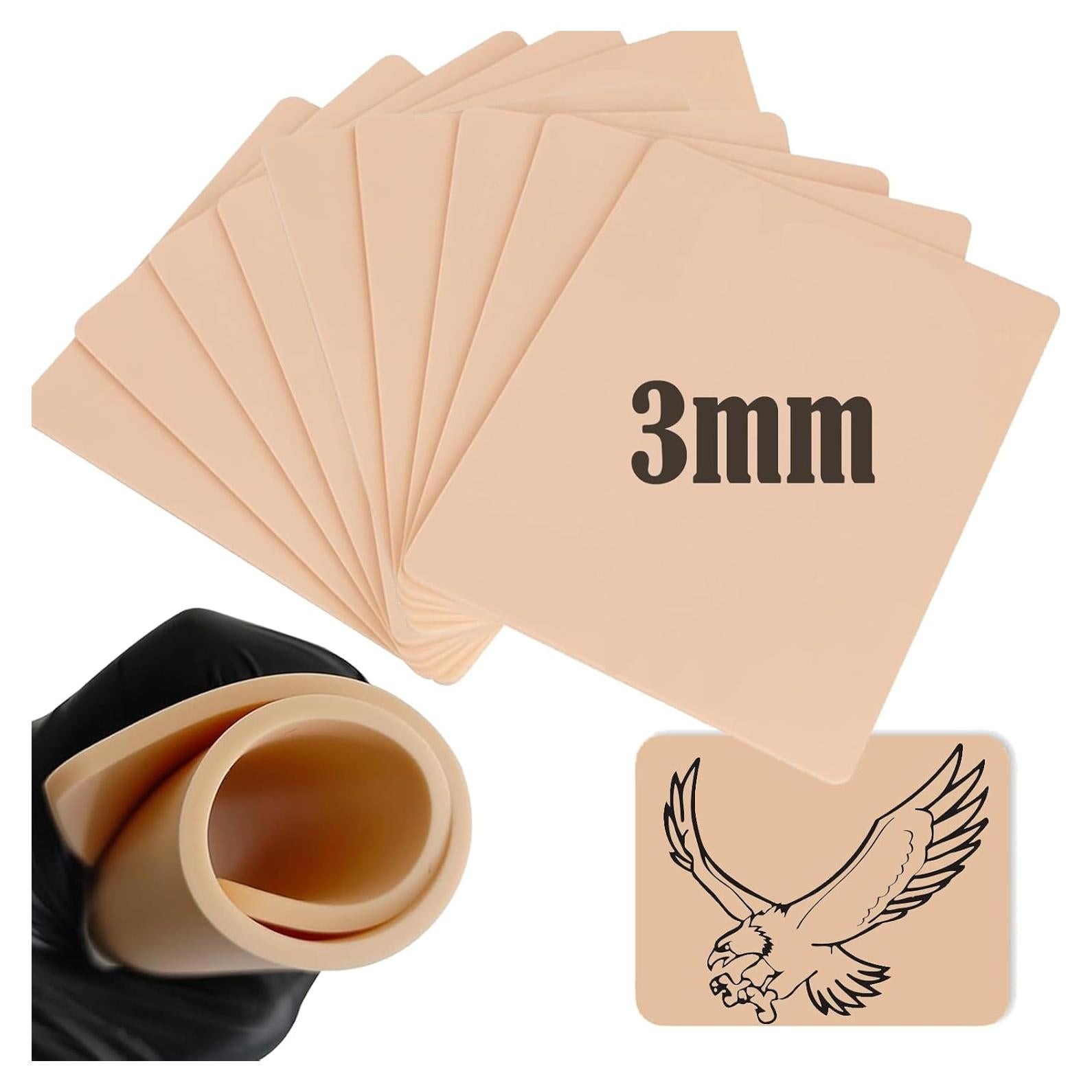 10 Piezas Piel de Tatuaje Urknall 3mm Doble Cara para Práctica