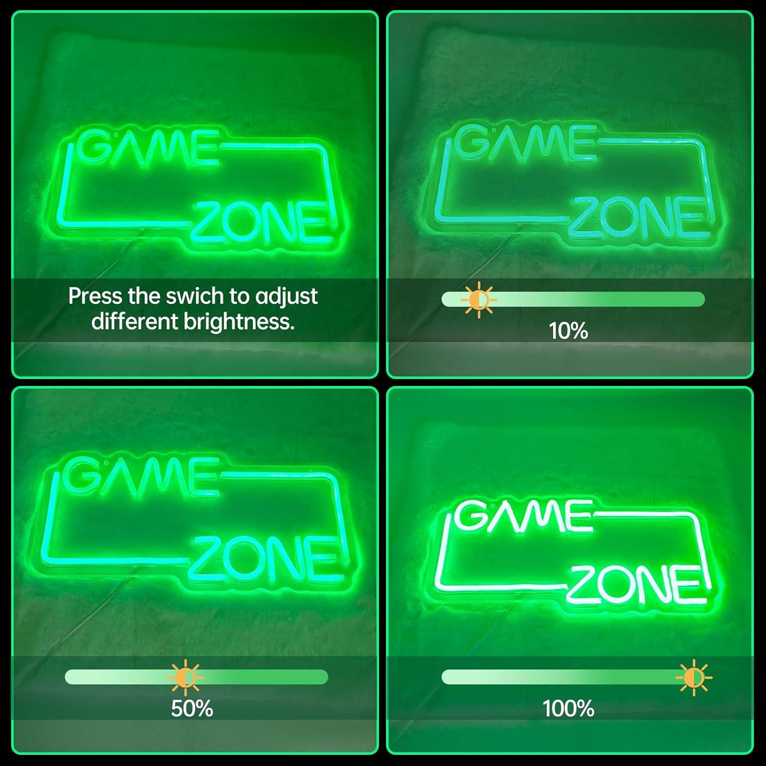 Letrero de Neón LED Adnkwolivt Zona de Juegos Verde 40.64x22.86cm