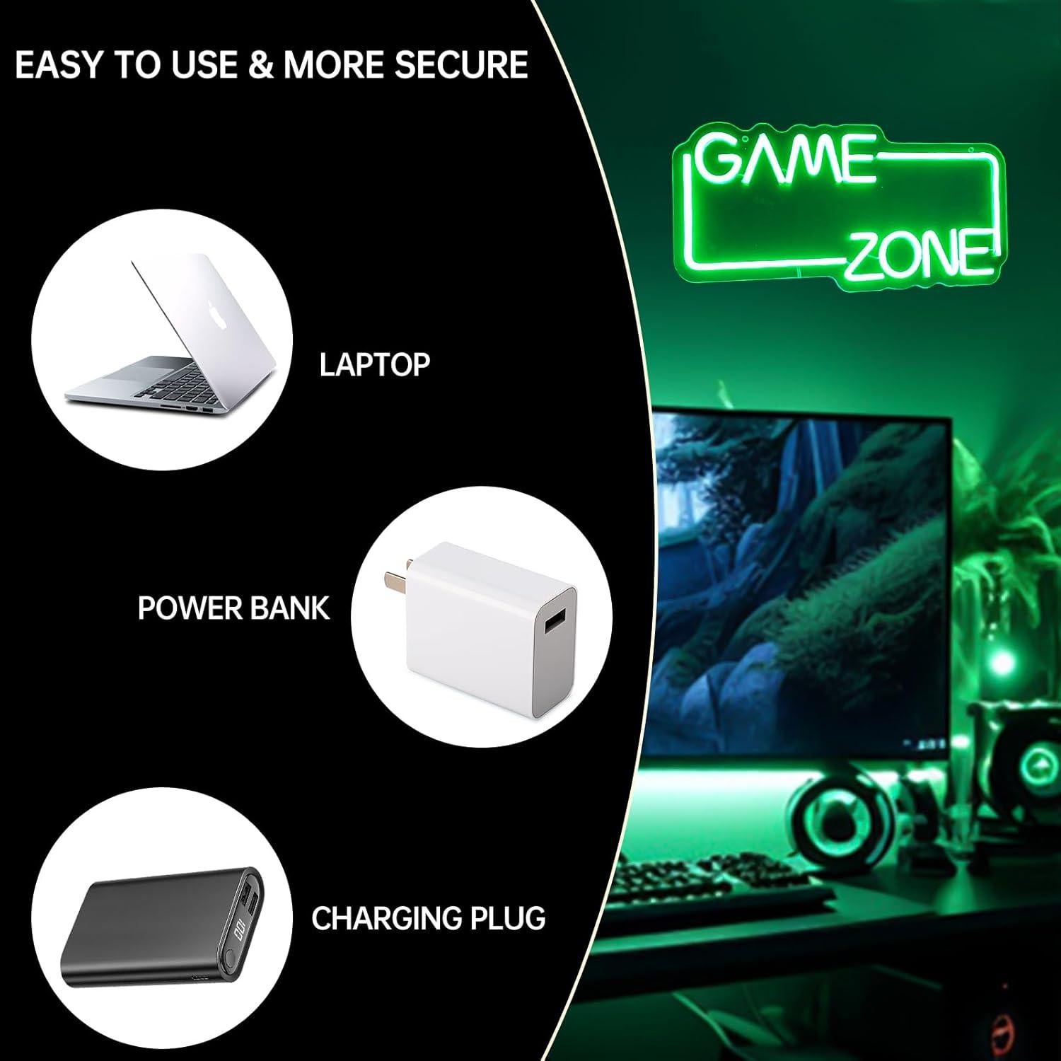 Letrero de Neón LED Adnkwolivt Zona de Juegos Verde 40.64x22.86cm