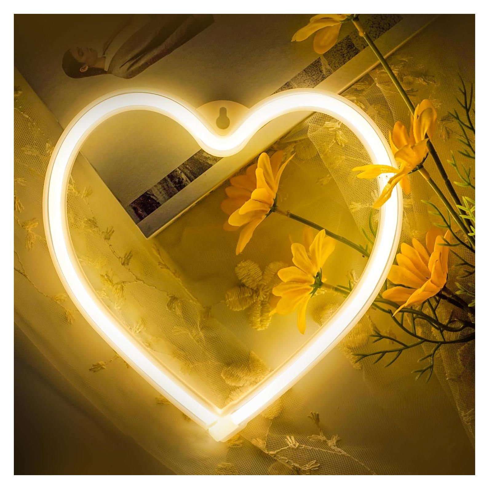 Luz de Neón Corazón EXF 20.32cm LED Blanco Cálido