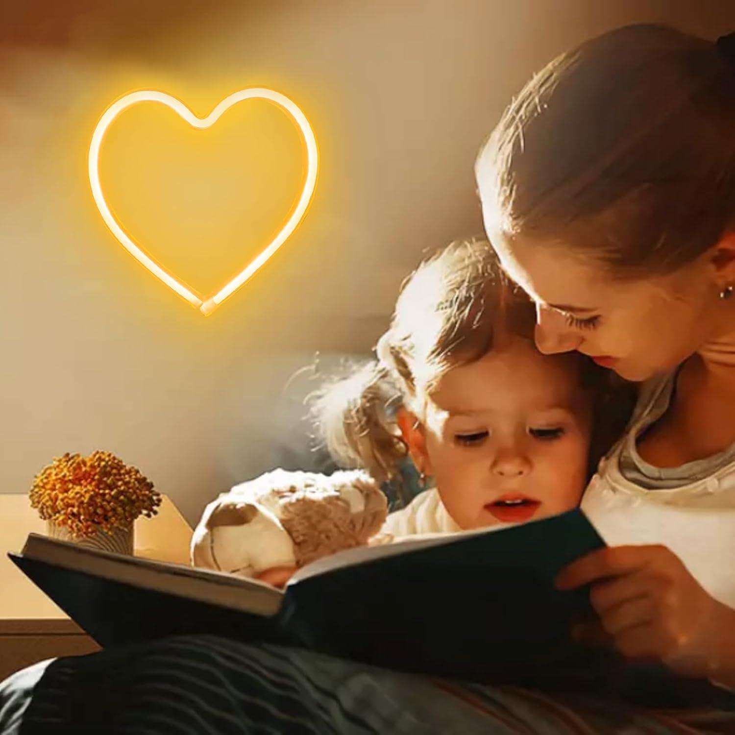 Luz de Neón Corazón EXF 20.32cm LED Blanco Cálido