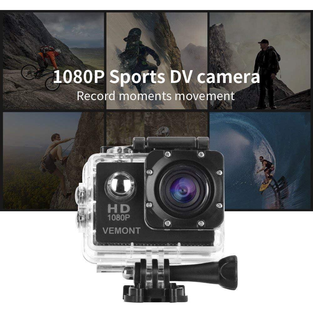 Cámara Deportiva VEMONT 1080P Full HD Impermeable 30m