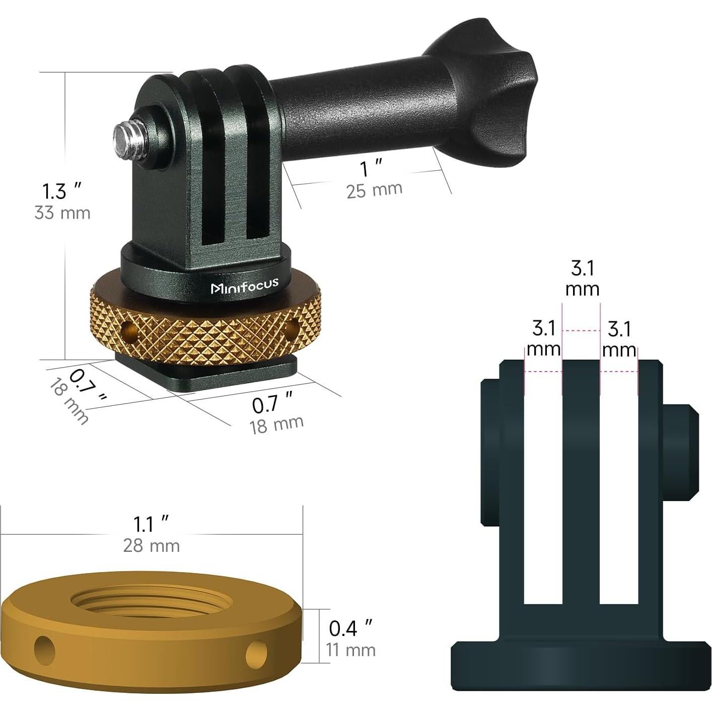 Adaptador de zapata fría MINIFOCUS S5211 para GoPro y cámaras