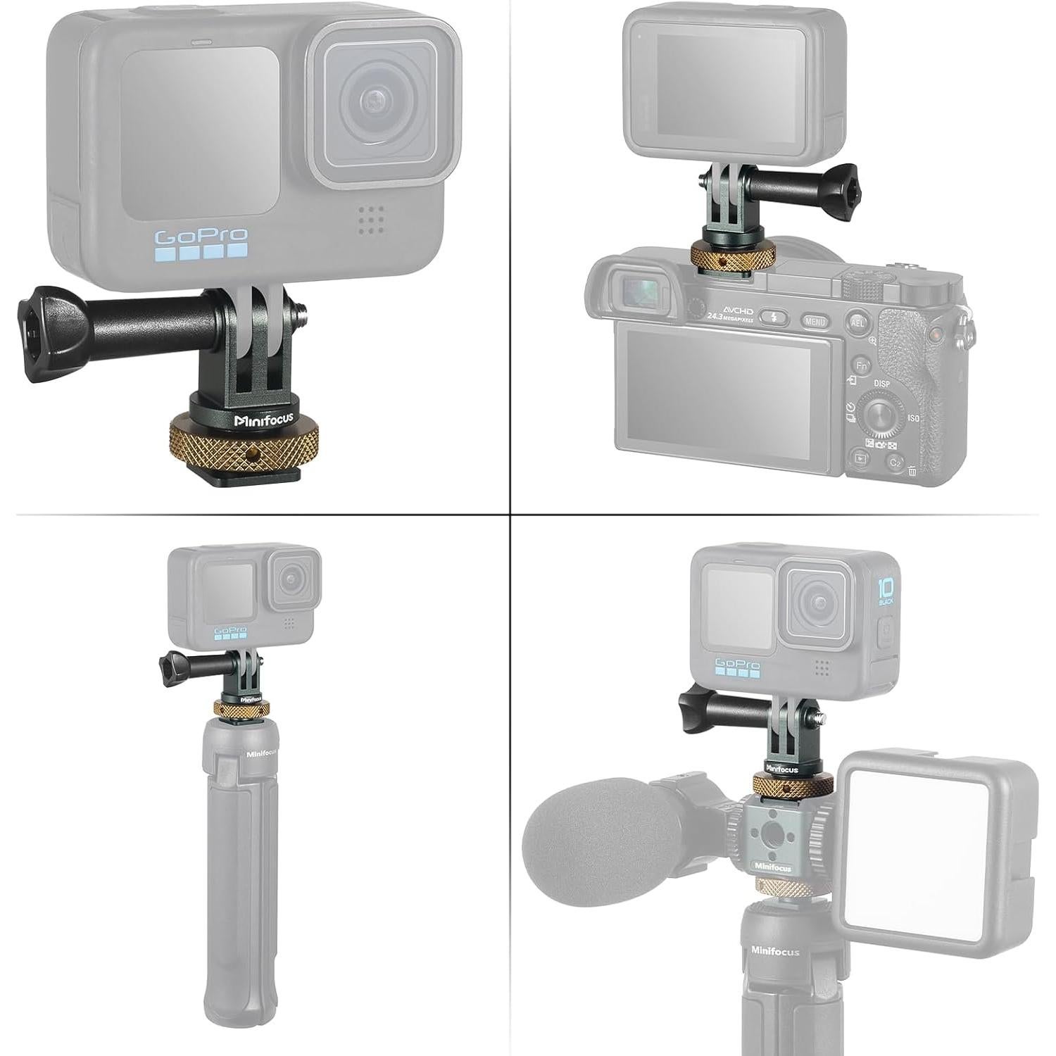 Adaptador de zapata fría MINIFOCUS S5211 para GoPro y cámaras