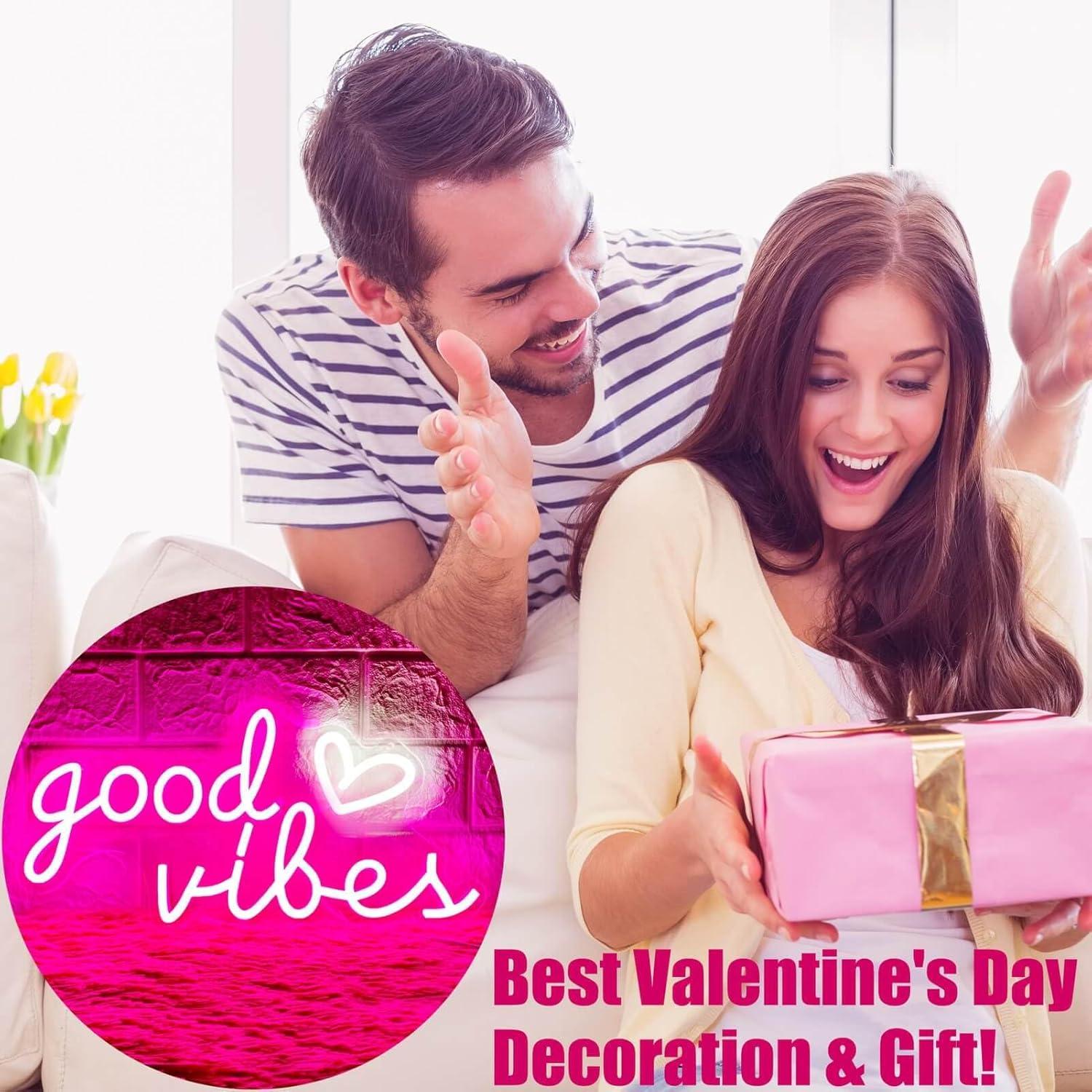 Letrero de Neón Buenas Vibras HOHOSIGN 20x40 cm Rosa USB