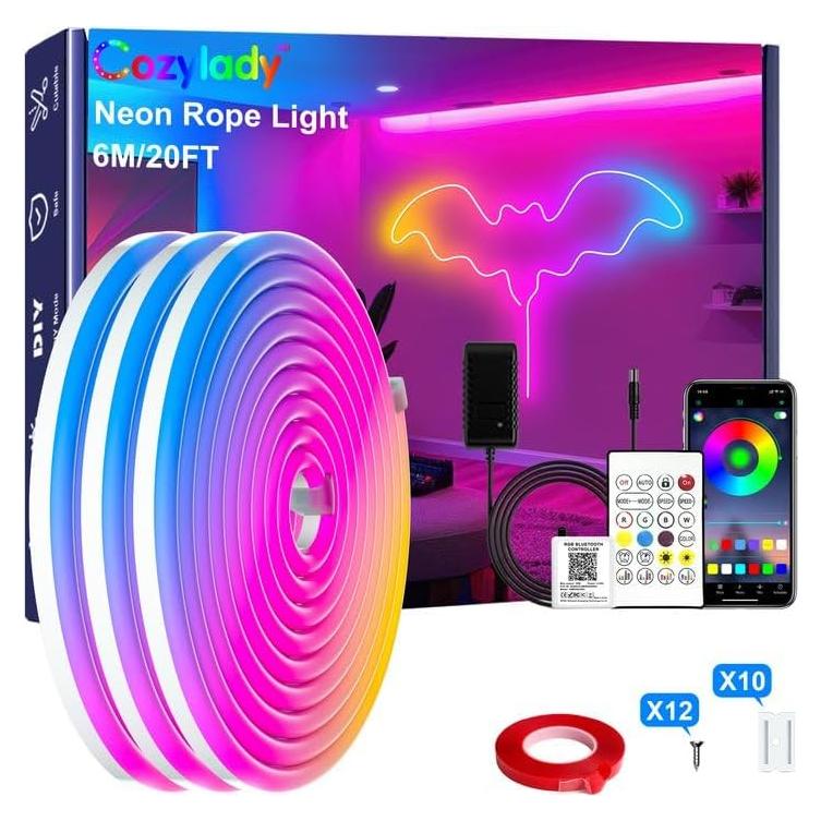Cozylady Tira LED Neon RGB 6m con Control Remoto y App