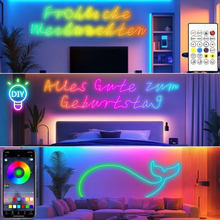 Cozylady Tira LED Neon RGB 6m con Control Remoto y App