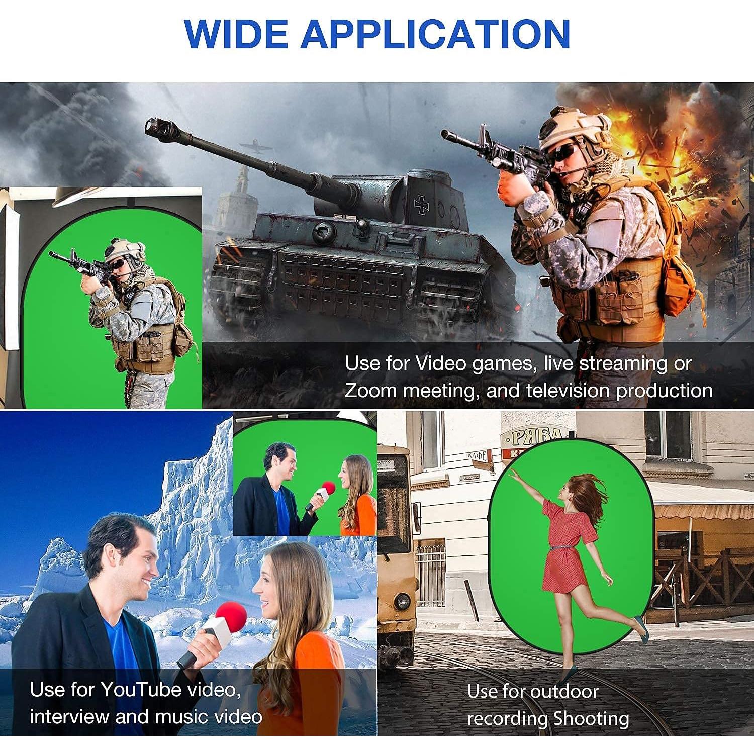 Yesker 5ft x 6.5ft Chromakey Backdrop, 2-in-1 Background Screen Green and Blue Screen, Foldable Backdrop for Photography, Gaming and Live Streaming