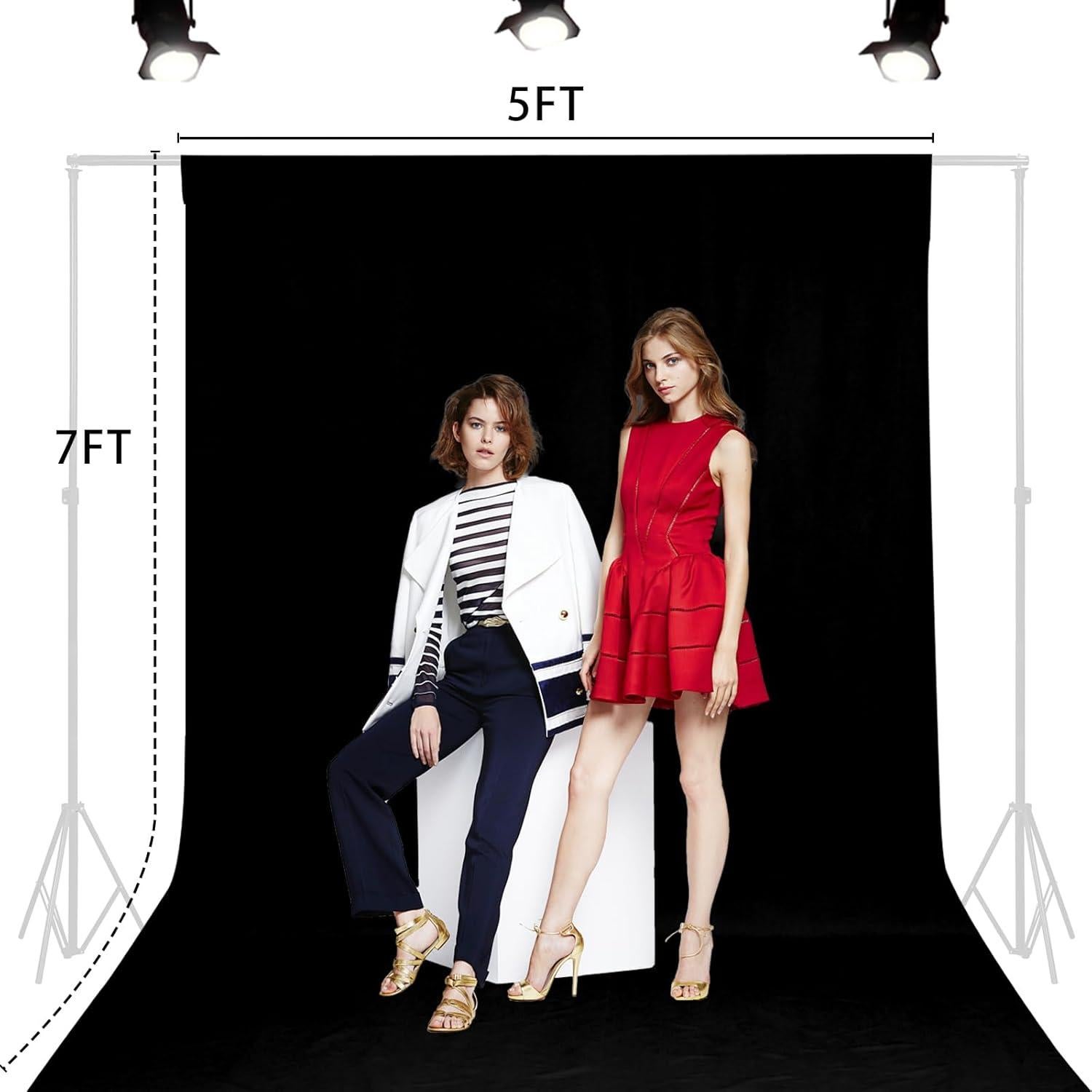 TRLYC Black Background Backdrop - 5x7 FT Solid Black Backdrop for Photography Photo Booth Backdrop Background Screen for Photo Backdrop Video Photography Studio Parties Background Decoration