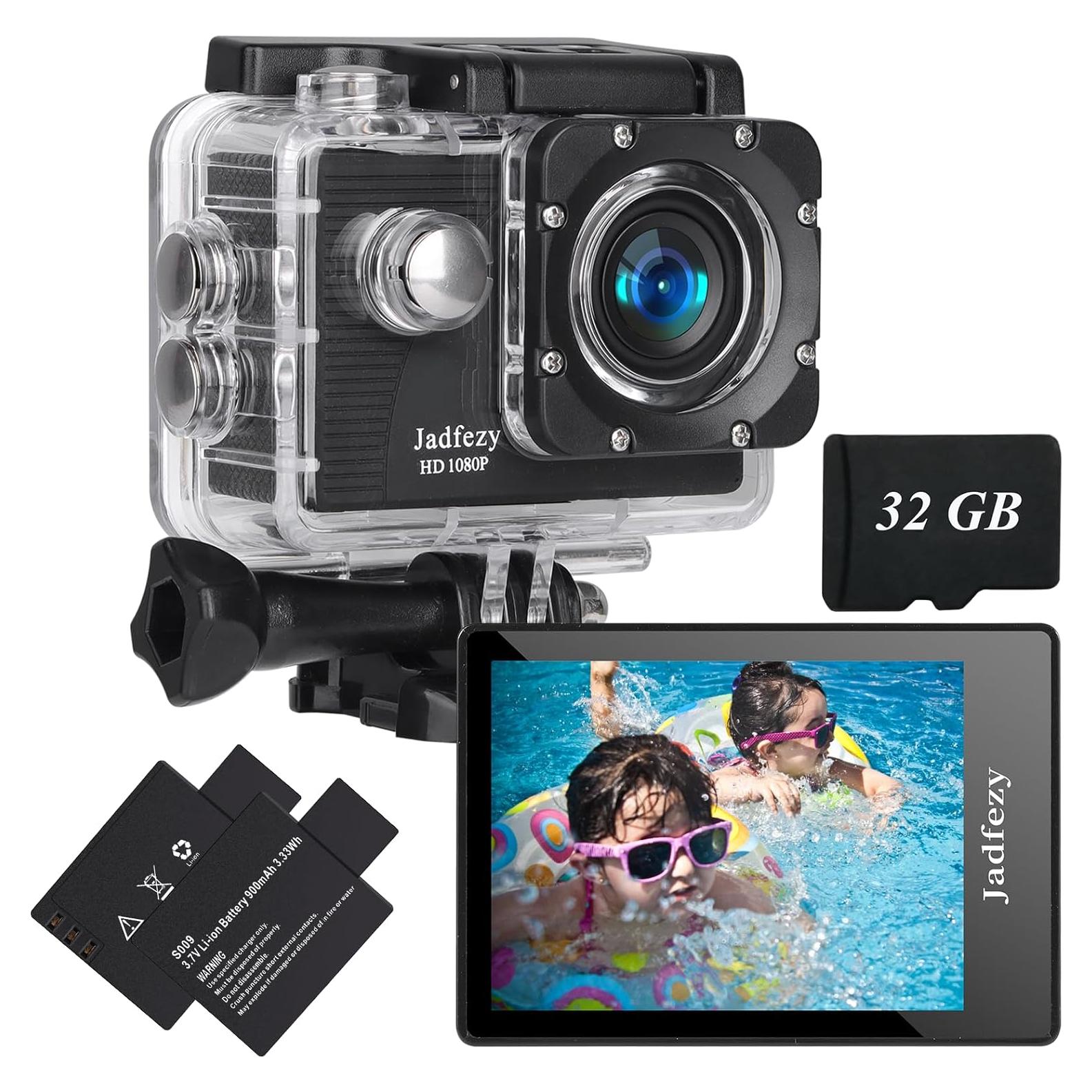 Cámara Deportiva Jadfezy FHD 1080P Impermeable 30M + 32GB