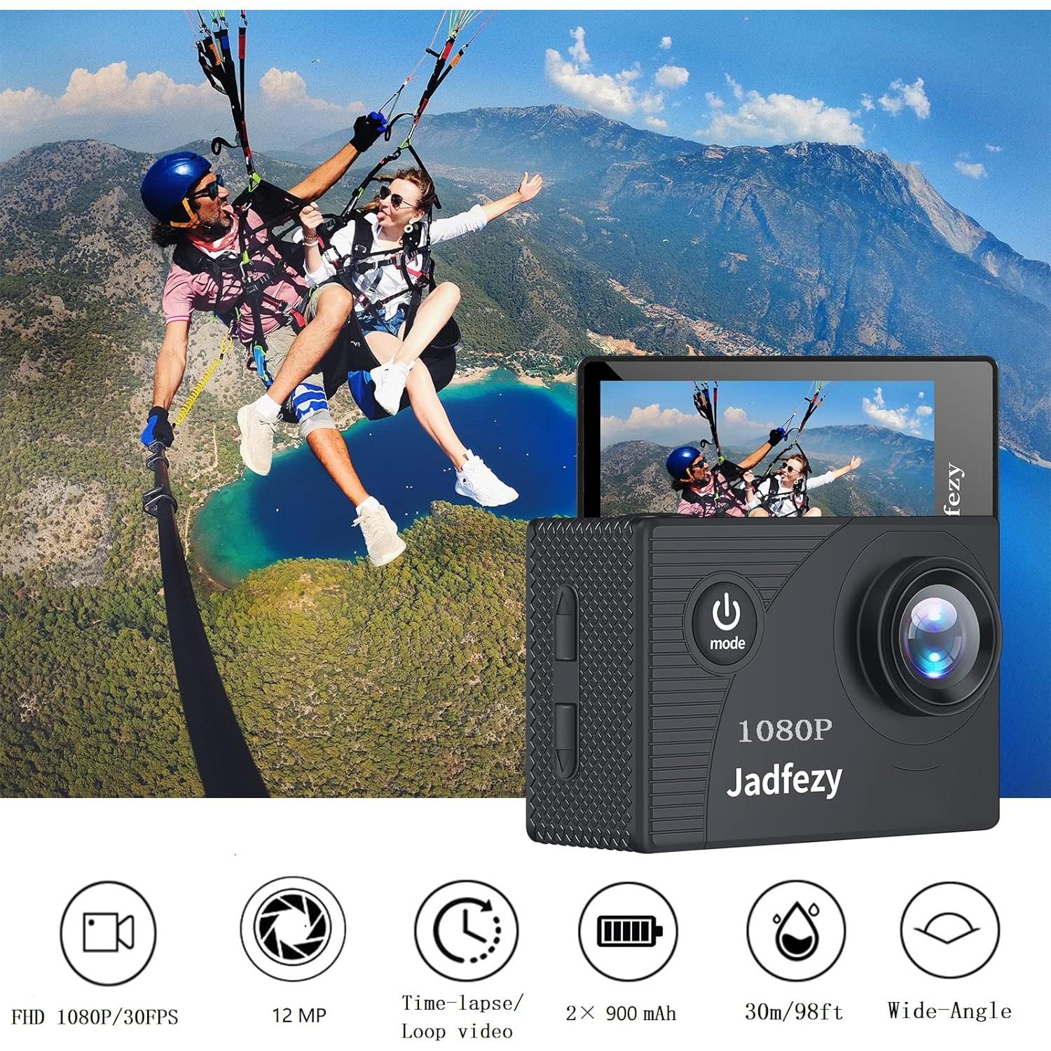 Cámara Deportiva Jadfezy FHD 1080P Impermeable 30M + 32GB