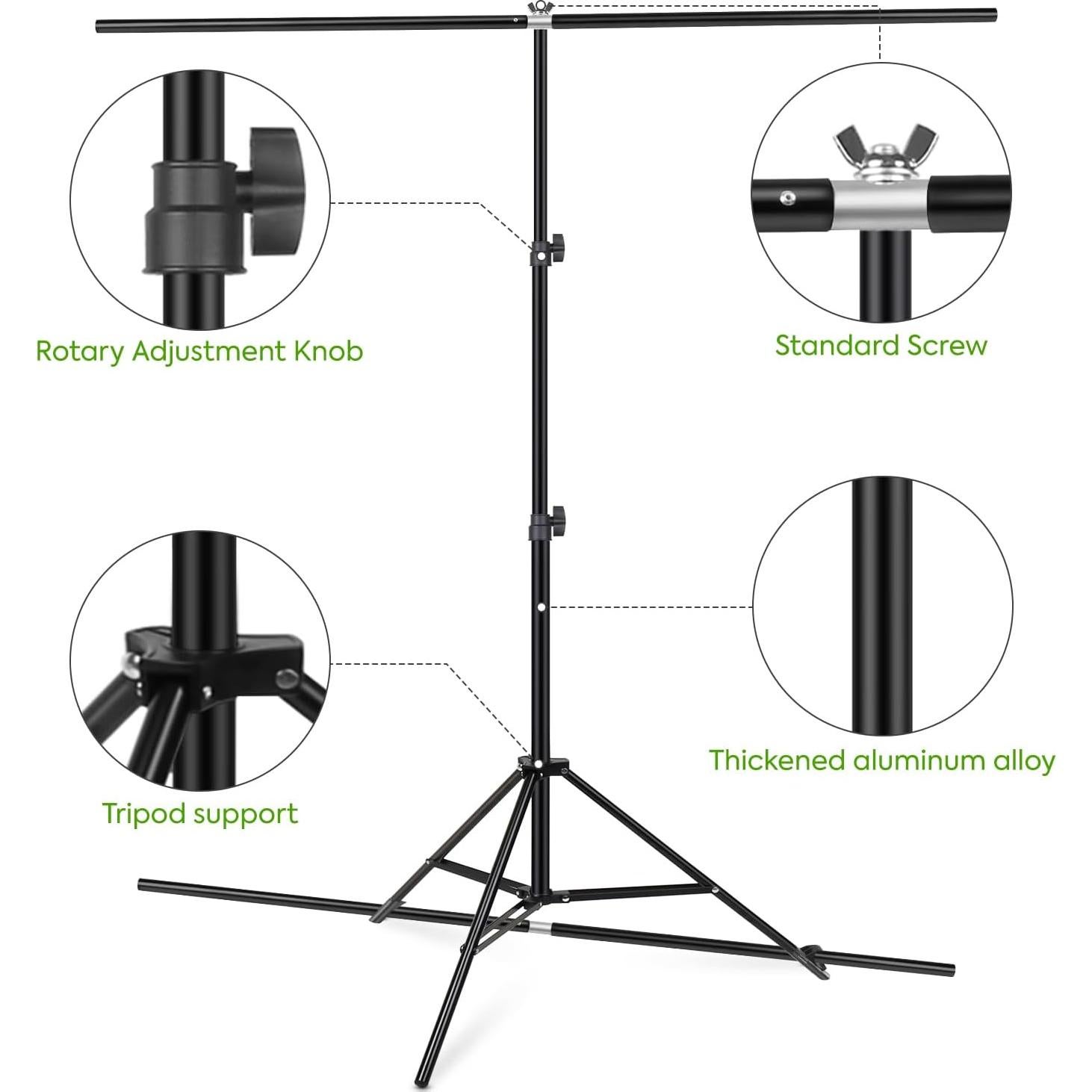 Green Screen Backdrop Kit with Stand, Huzofexo 6.5x5ft Portable Stable Photography Greenscreen Support Stand Kit Chromakey Background for Photo Studio,Video,Product Portrait, Streaming, Gaming