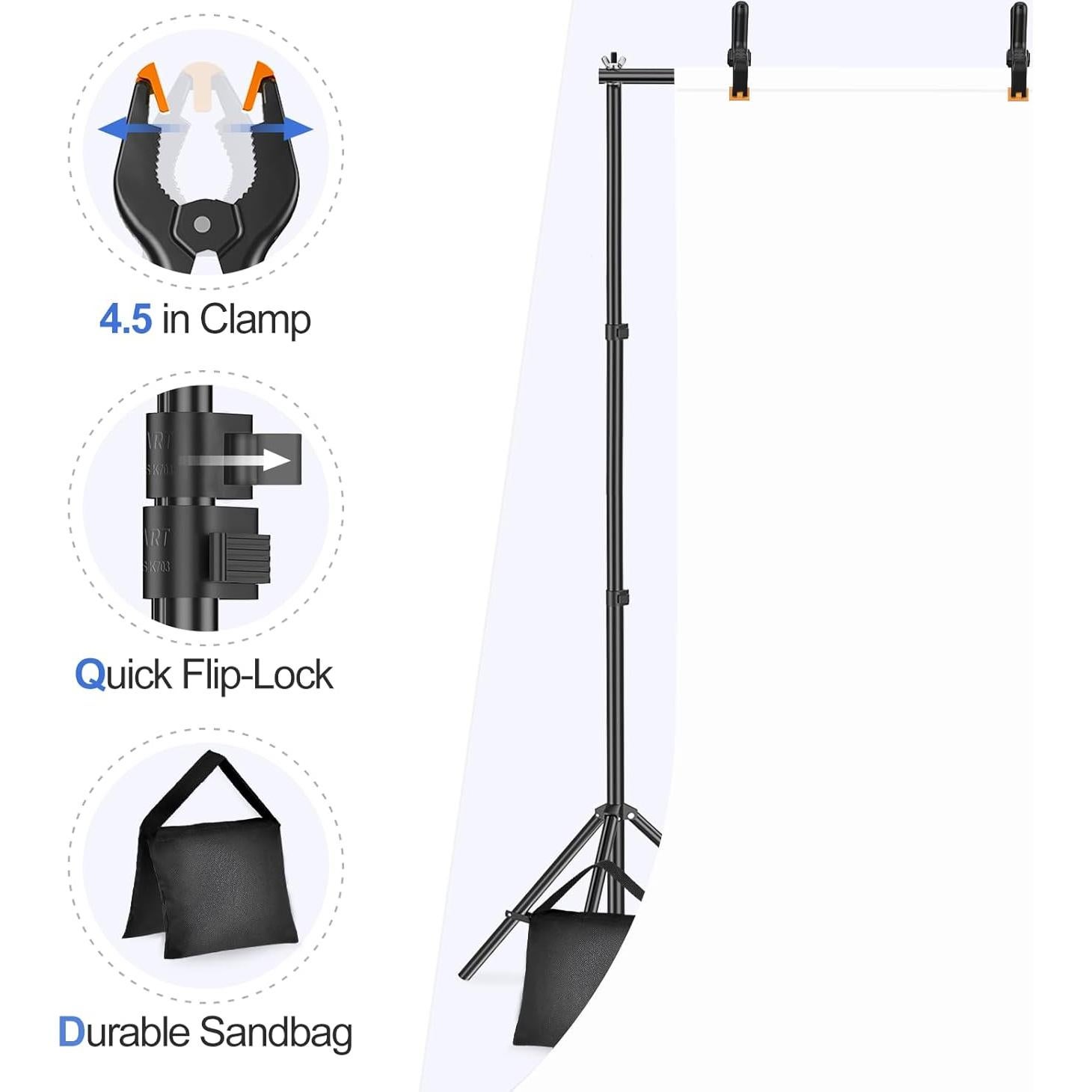 Soporte de Fondo Ajustable EMART 3.49kg 10x2.13m Kit Completo
