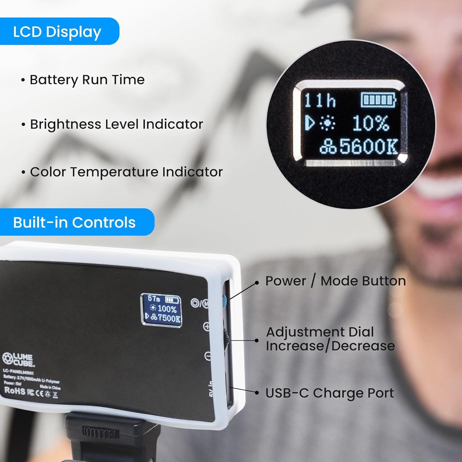 Lume Cube Video Conference Lighting Kit | Live Streaming, Video Conferencing, Remote Working | Lighting Accessory for Laptop, Adjustable Brightness and Color Temperature, Computer Mount Included