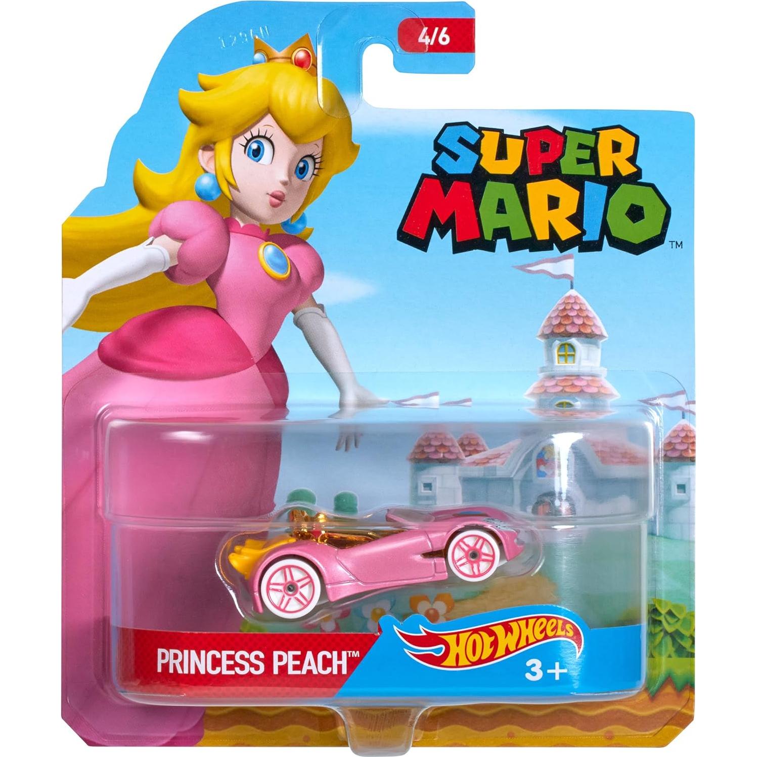 Coche Hot Wheels Princesa Peach Mario Bros 1:64 13.97cm