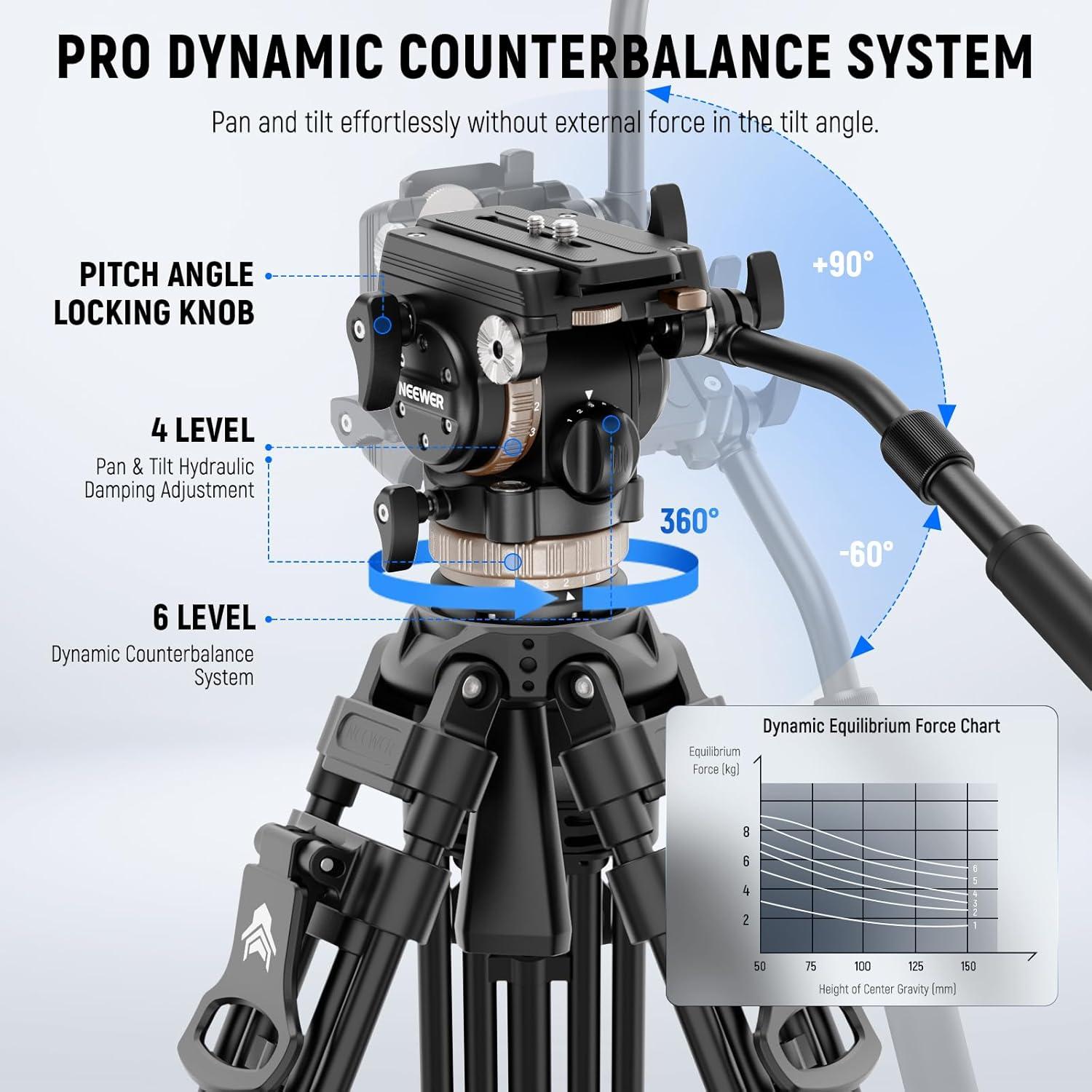 Trípode de Video NEEWER LL45 Aluminio 198 cm 8 kg Carga