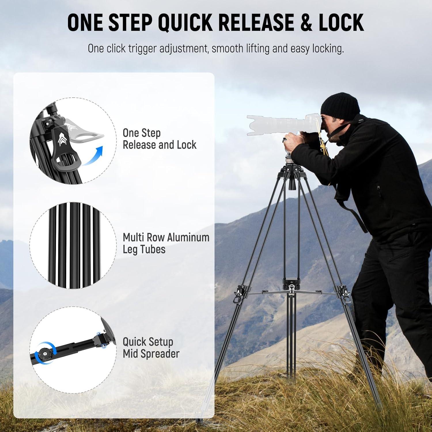 Trípode de Video NEEWER LL45 Aluminio 198 cm 8 kg Carga