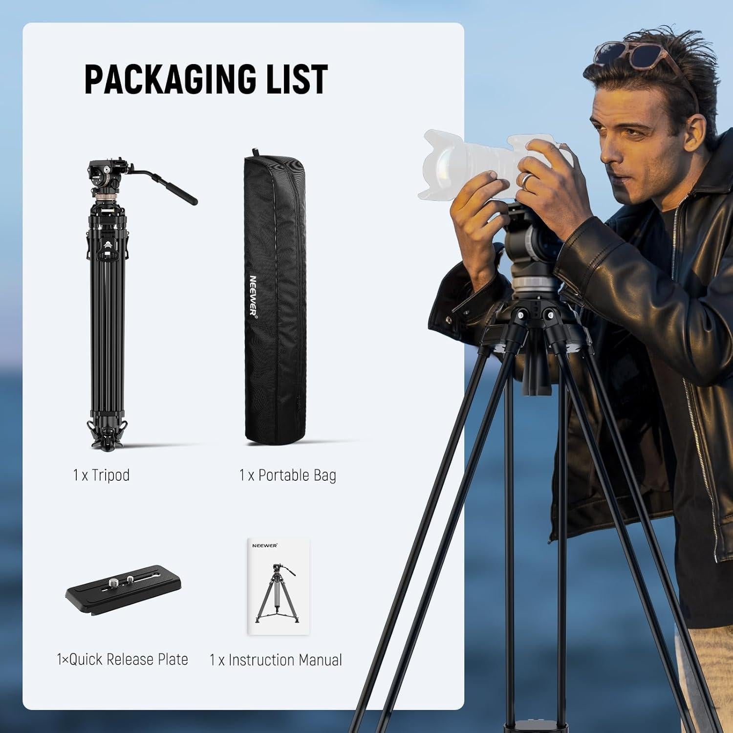 Trípode de Video NEEWER LL45 Aluminio 198 cm 8 kg Carga