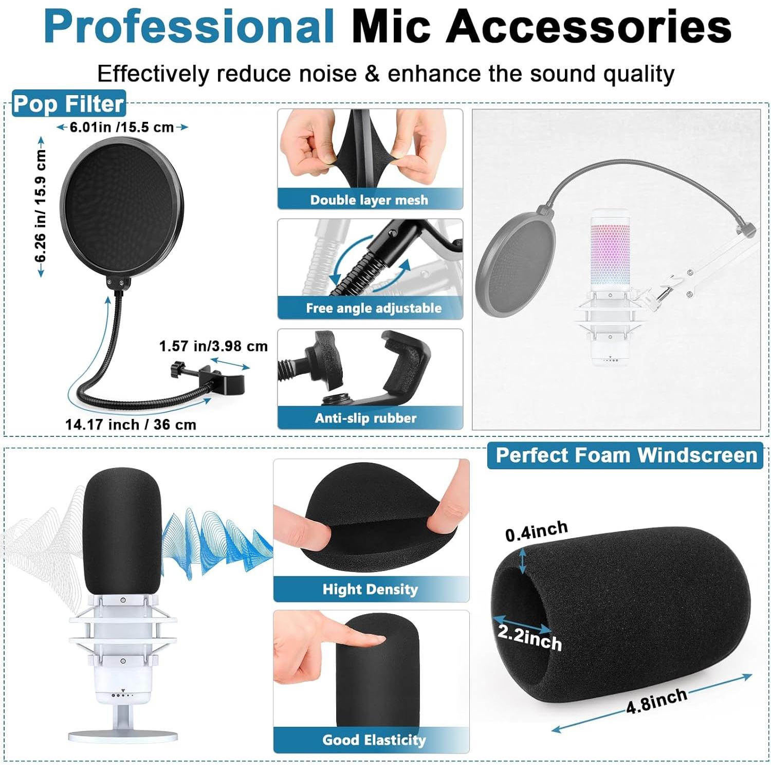 Brazo de Boom Blanco ChromLives para Micrófono HyperX Quadcast S