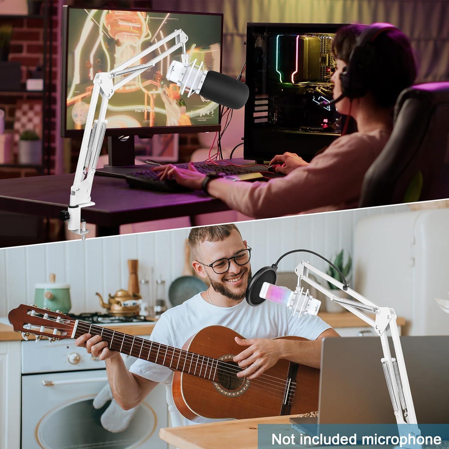 Brazo de Boom Blanco ChromLives para Micrófono HyperX Quadcast S