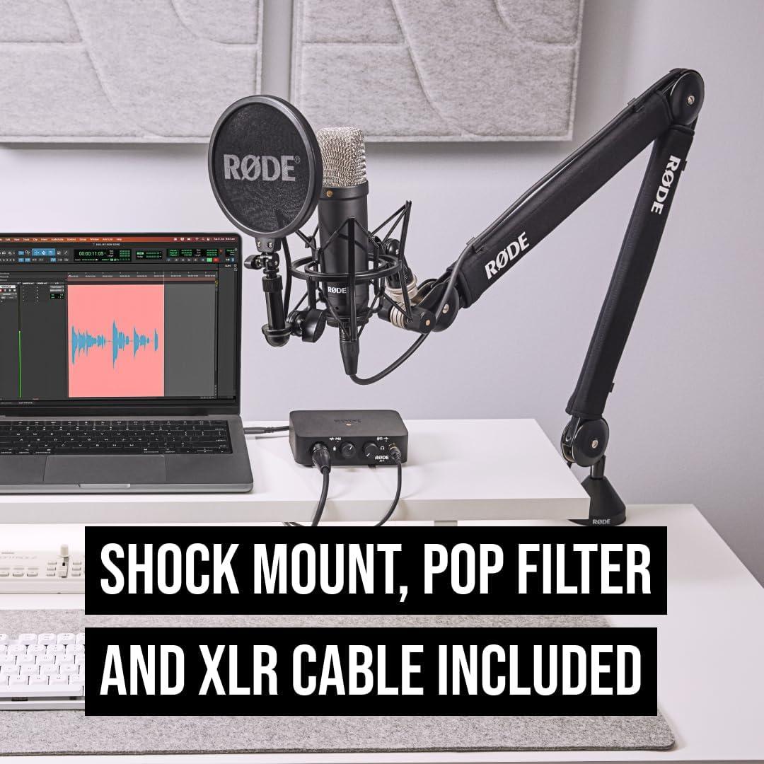 RØDE NT1 Signature Series Condenser Microphone with SM6 Shockmount and Pop Filter - Black