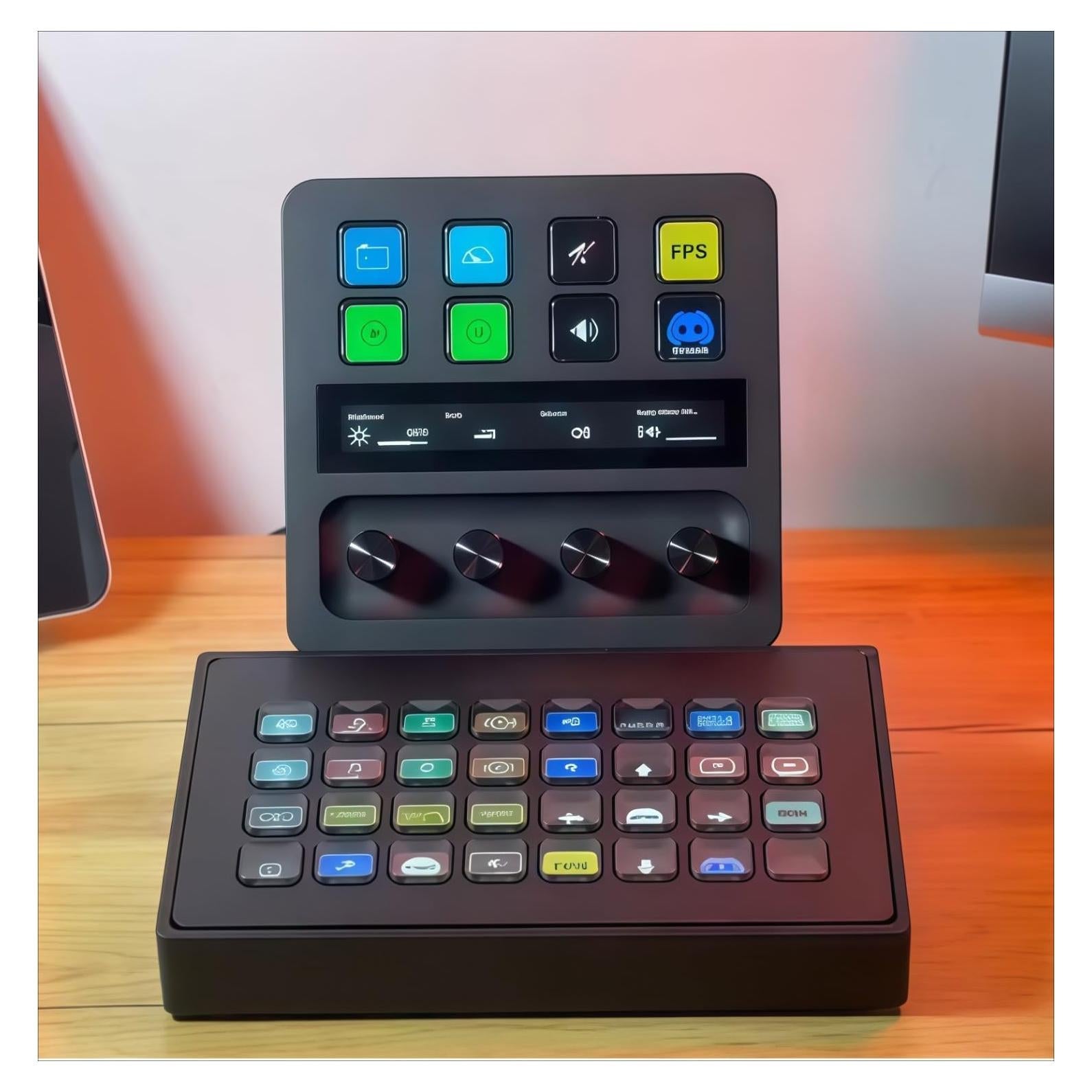 Tilt Adjustable Dual Mount Anti-Slip Stand for Stream Deck XL MK2 + (Plus) 15 Keys MK2 (Base Angle 13°,Attachment-XL)