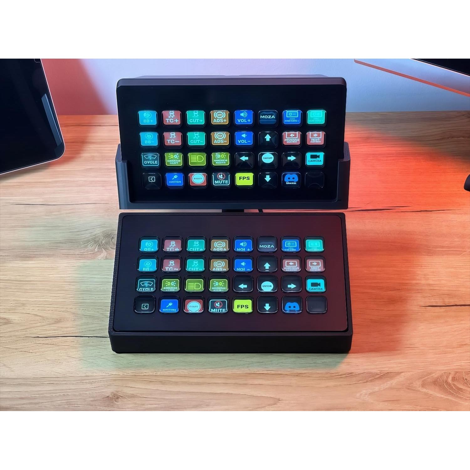 Tilt Adjustable Dual Mount Anti-Slip Stand for Stream Deck XL MK2 + (Plus) 15 Keys MK2 (Base Angle 13°,Attachment-XL)