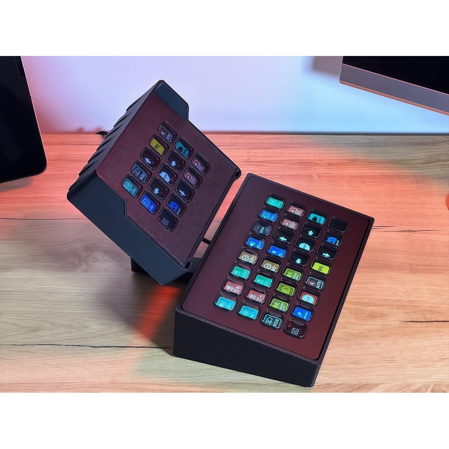 Tilt Adjustable Dual Mount Anti-Slip Stand for Stream Deck XL MK2 + (Plus) 15 Keys MK2 (Base Angle 13°,Attachment-XL)
