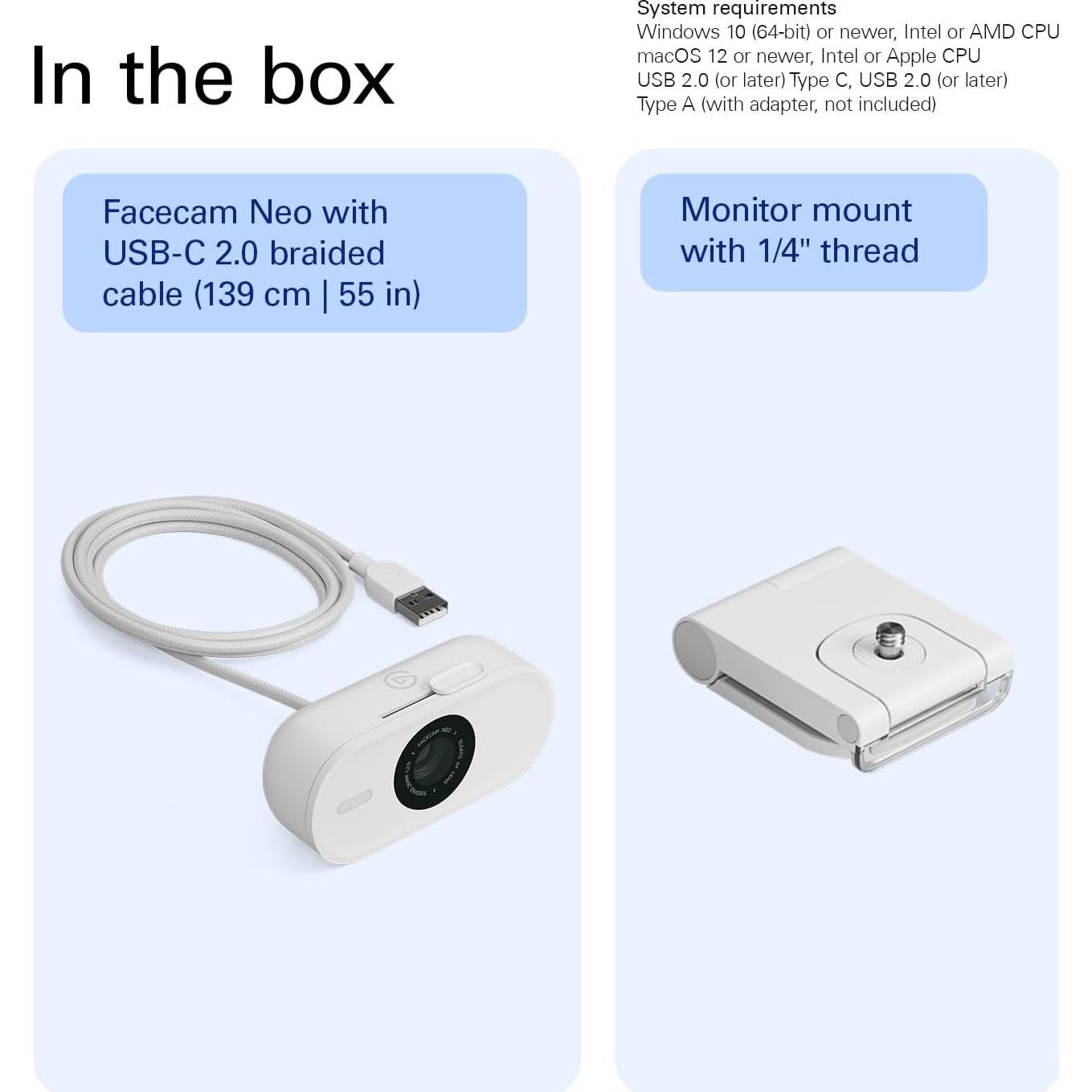 Elgato Facecam Neo - Webcam Full HD 1080p60 USB-C con obturador